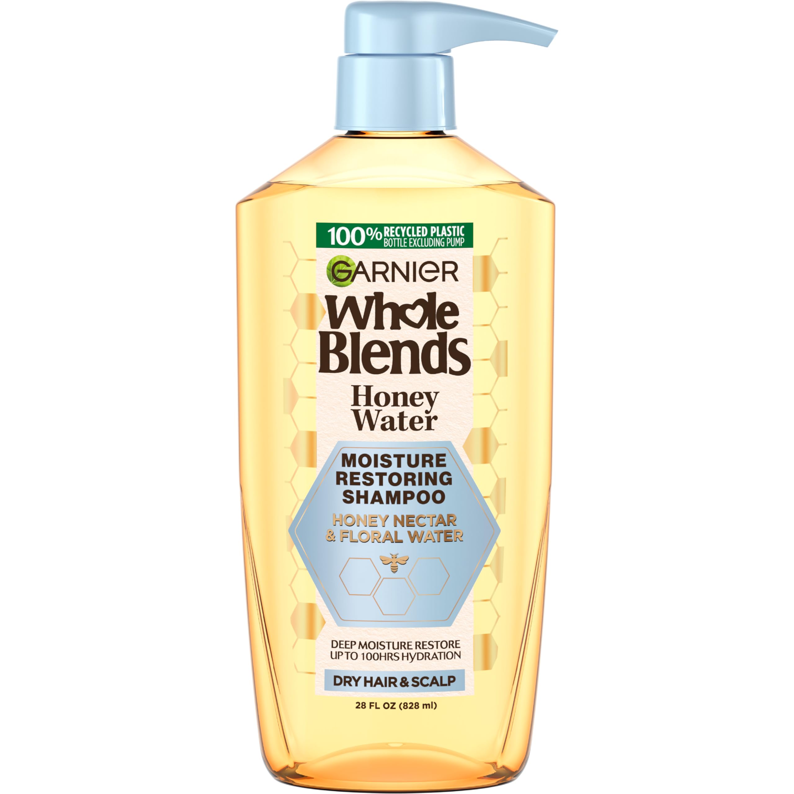 Garnier Whole Blends Honey Water Moisture Restoring Shampoo, Hair Care for Dry Hair and Dry Scalp with Honey Nectar and Floral W