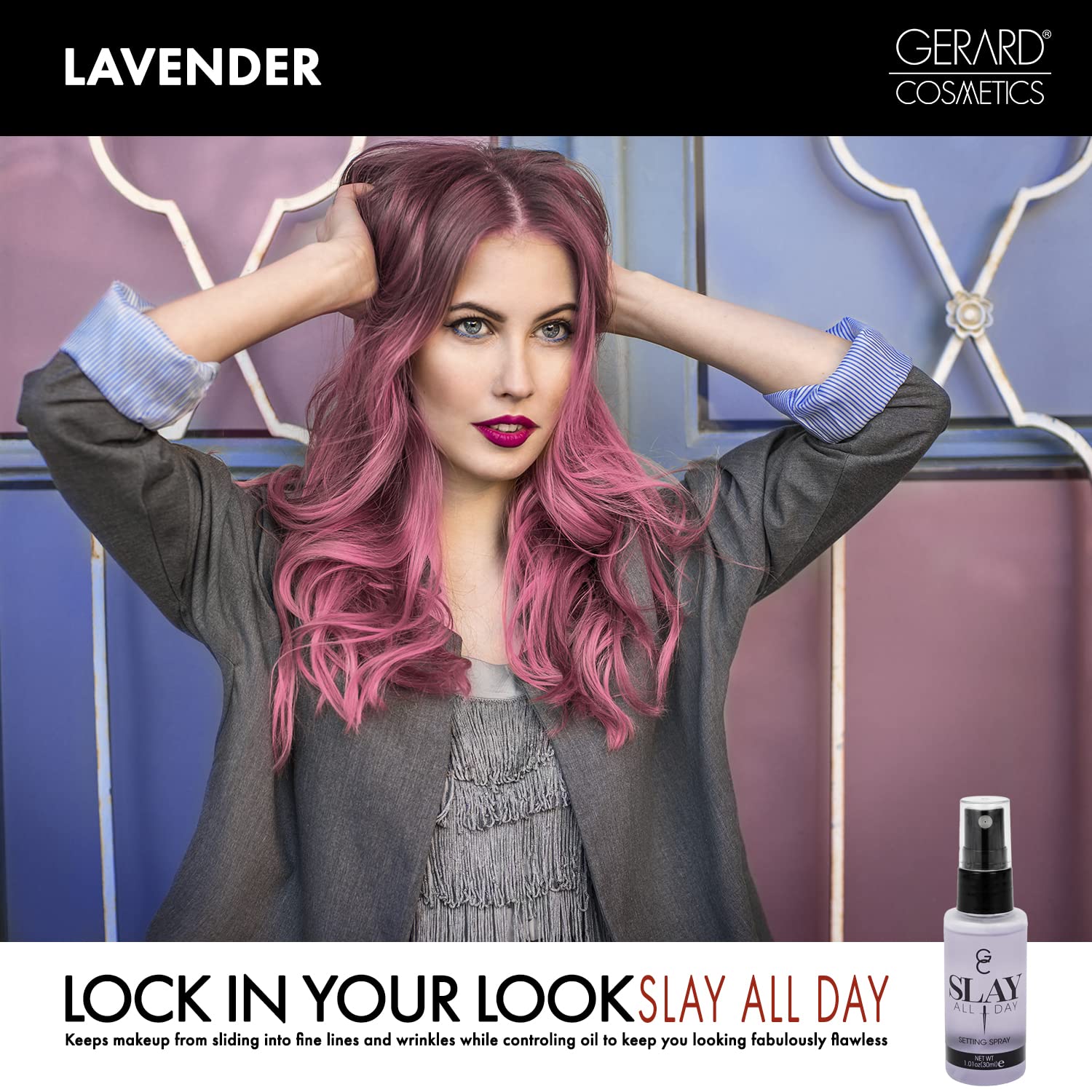 Gerard Cosmetics Makeup Setting Spray Mini (Lavender) | Slay All Day Scented Makeup Finishing Spray | Oil Control, Matte Finish,