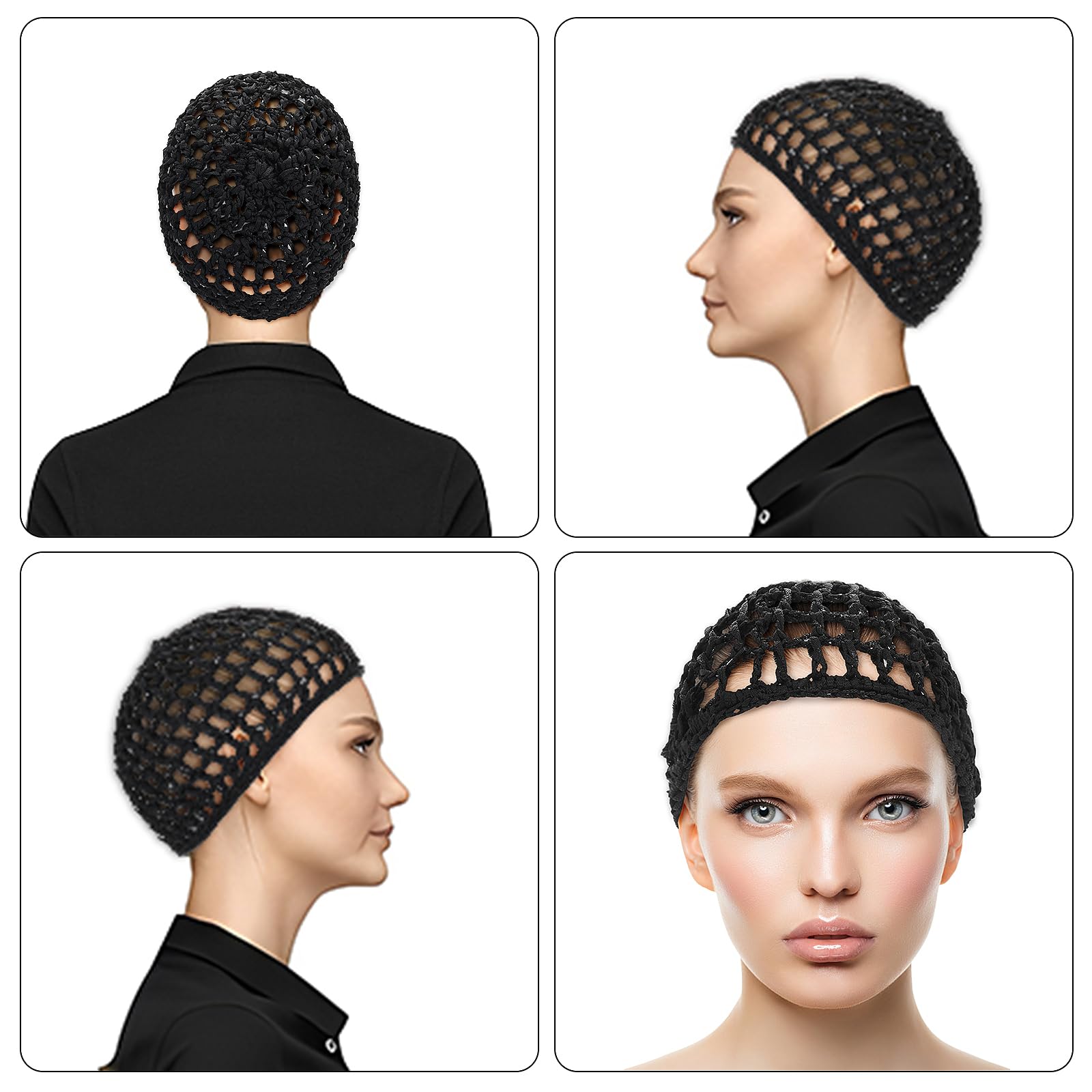 Hair Net Wrap 2 Pcs Elastic Sleep Nets Hairnet Knit Sleeping Cover Breathable Crochet Head Cap Stretchy Mesh Bandana Anti Frizz