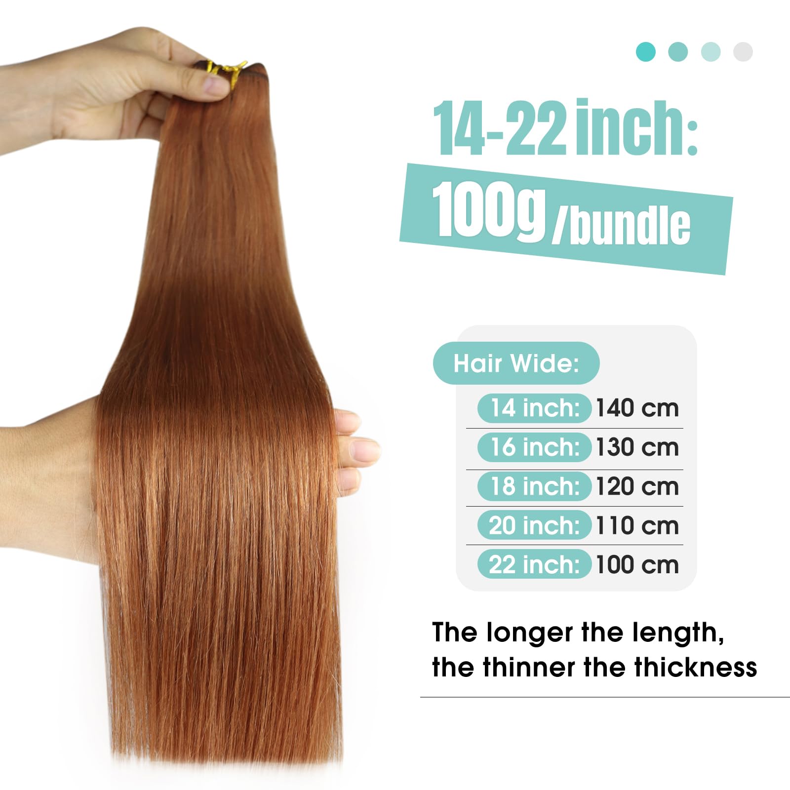 YoungSee Weft Hair Extensions Human Hair Copper Human Hair Extensions Sew in Copper Sew in Weft Hair Extensions Human Hair Strai