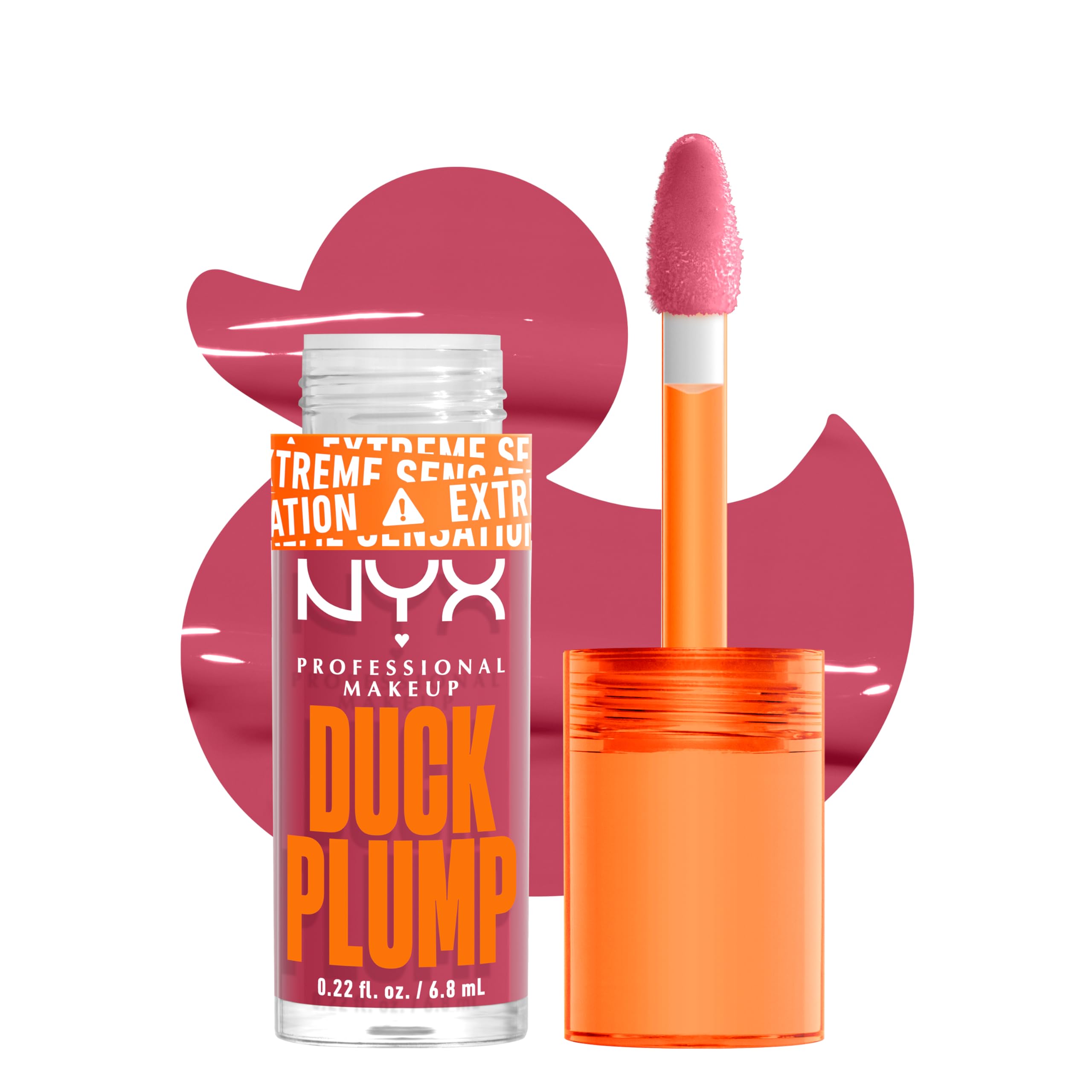 NYX PROFESSIONAL MAKEUP Duck Plump High Pigment Plumping Lip Gloss with Spicy Ginger, Vegan Lip Makeup - Strike A Rose (Dusty Ro