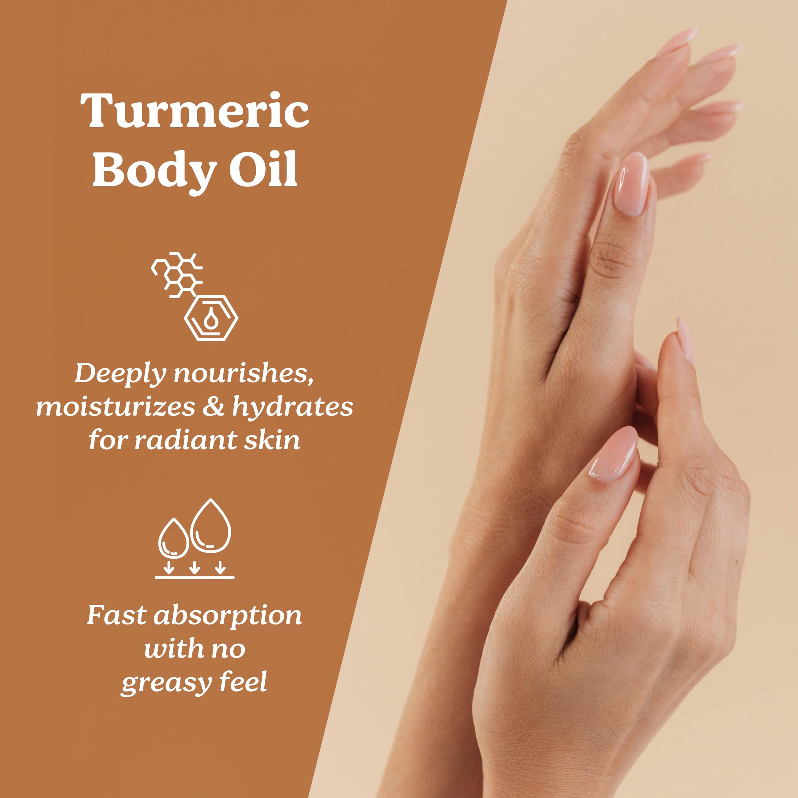 Life & Pursuits Turmeric Body Oil 13.6 Fl Oz - Ayurvedic Massage Oil with Vitamin E, Coconut Oil, Almond Oil & Squalane| Reduces