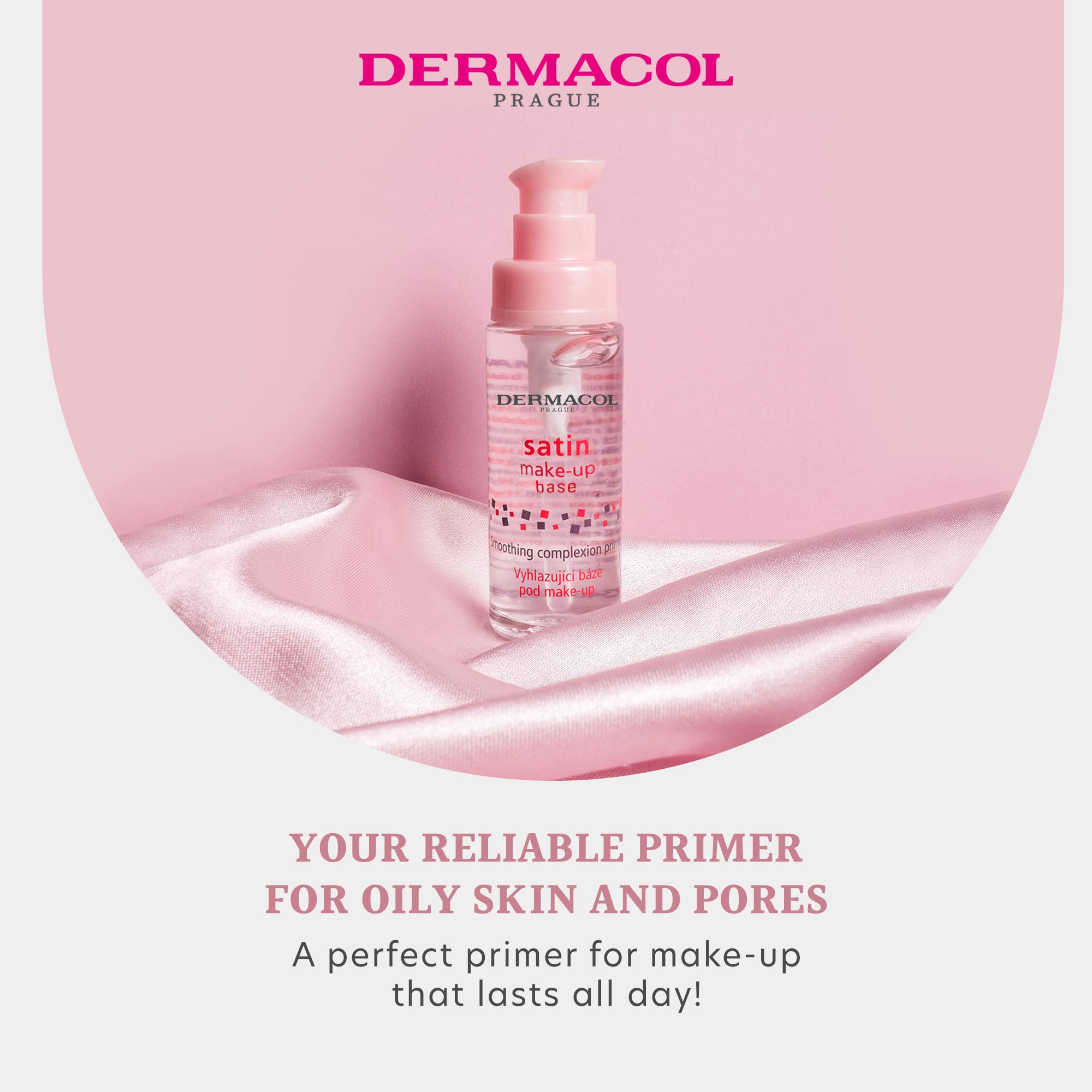 Dermacol - Satin Makeup Base, Matte Face Primer for Wrinkles and Pores, Transparent Makeup Primer for Oily Skin & Dry and Combin