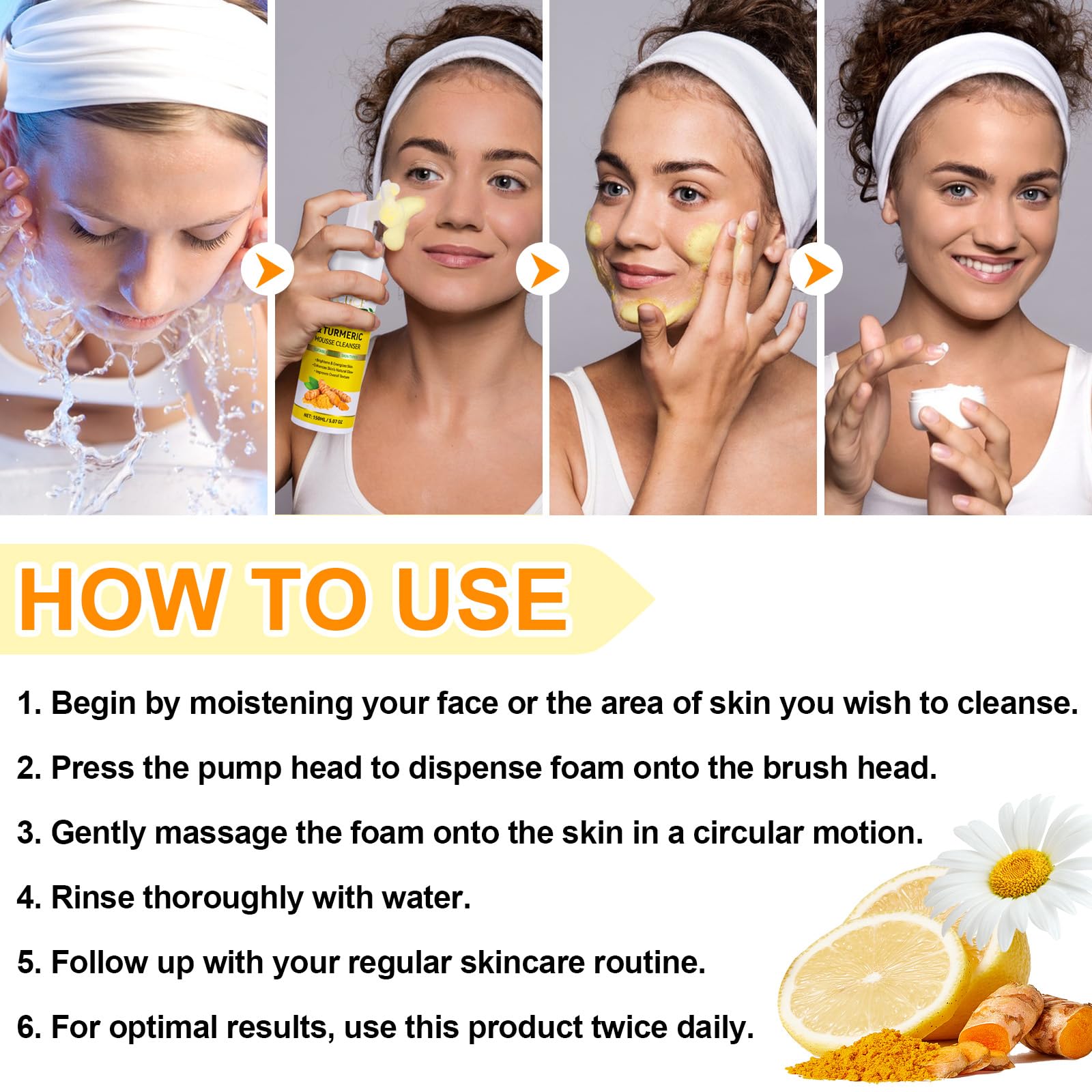 A R B C R N Turmeric Cleansing Mousse,Kojic Acid Facial Cleanser For Fce Wash And Firming Skin,Remove Excess Keratin-Deep Clean