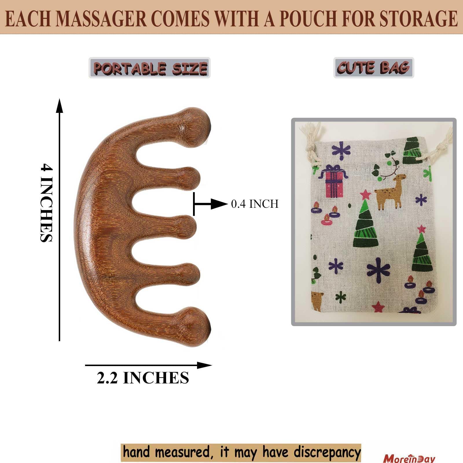 Moreinday Wooden Scalp Massager For Hair Growth, Massage Comb For Scalp Gua Sha, Wood Head Massager With Wide Tooth Wooden Scalp