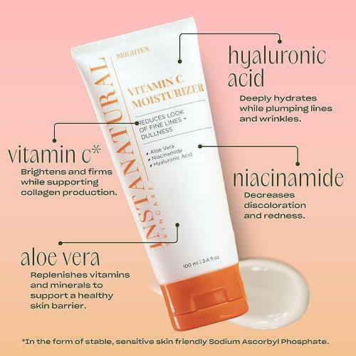 Instanatural Vitamin C Moisturizer Face Moisturizing Cream, Brightens And Reduces The Look Of Fine Lines And Wrinkles, With Hyal