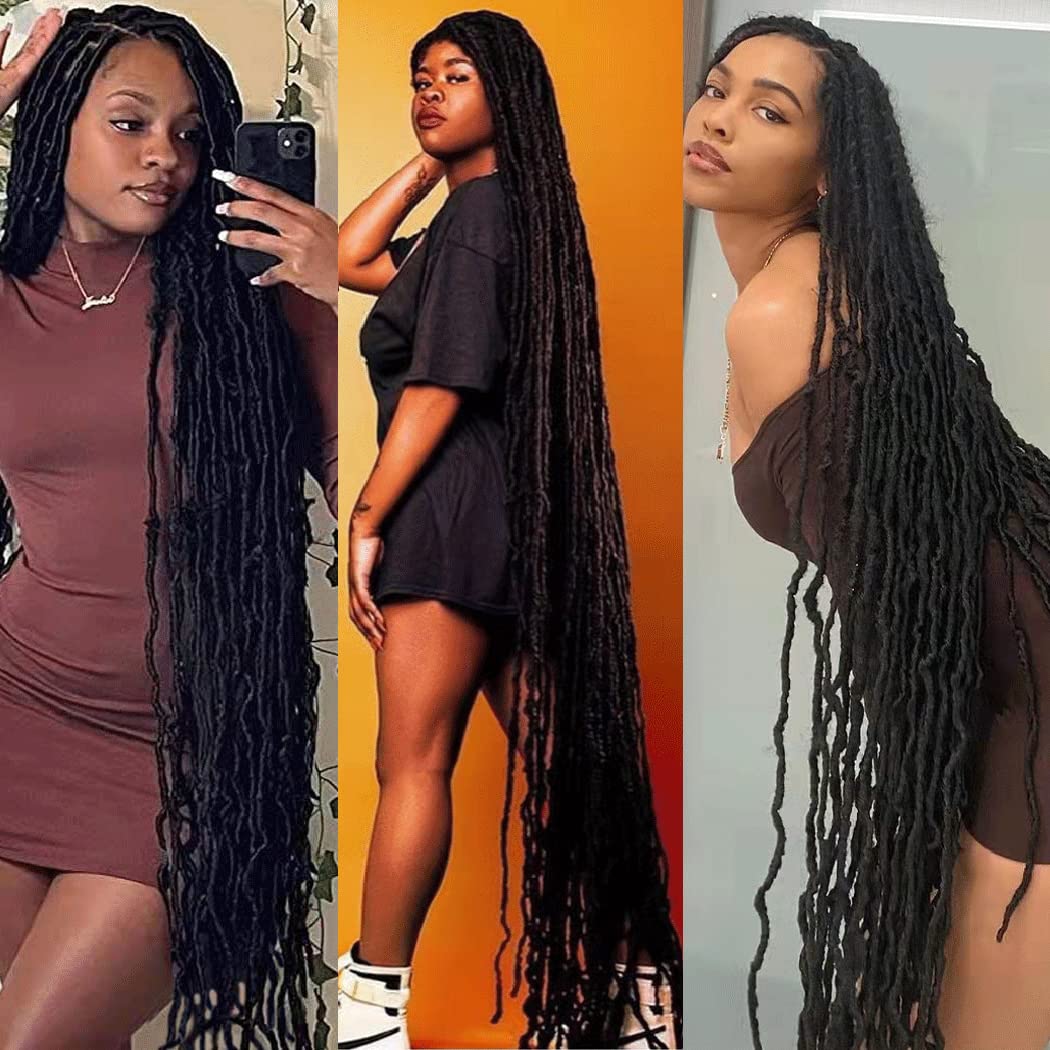 44 Inch Super Long Soft Locs Crochet Hair Pre Looped 4 Packs New Faux Locs Crochet Braids Goddess Locs Dreadlocs Synthetic Hair