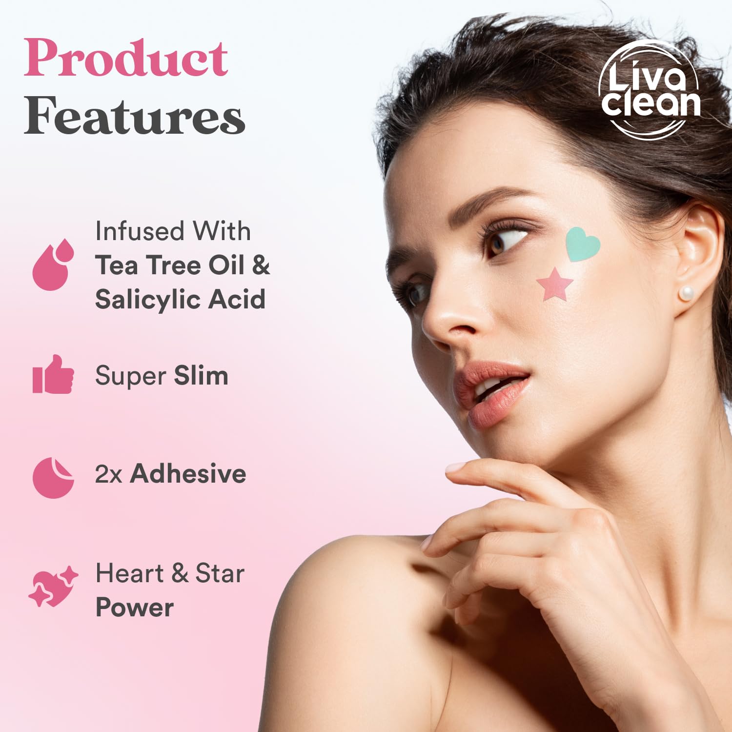 LivaClean 240 CT Heart & Star Pimple Patch w/Salicylic Acid & Tea Tree Oil, Pimples Patches, Pimple Patches Heart, Pimple Patch