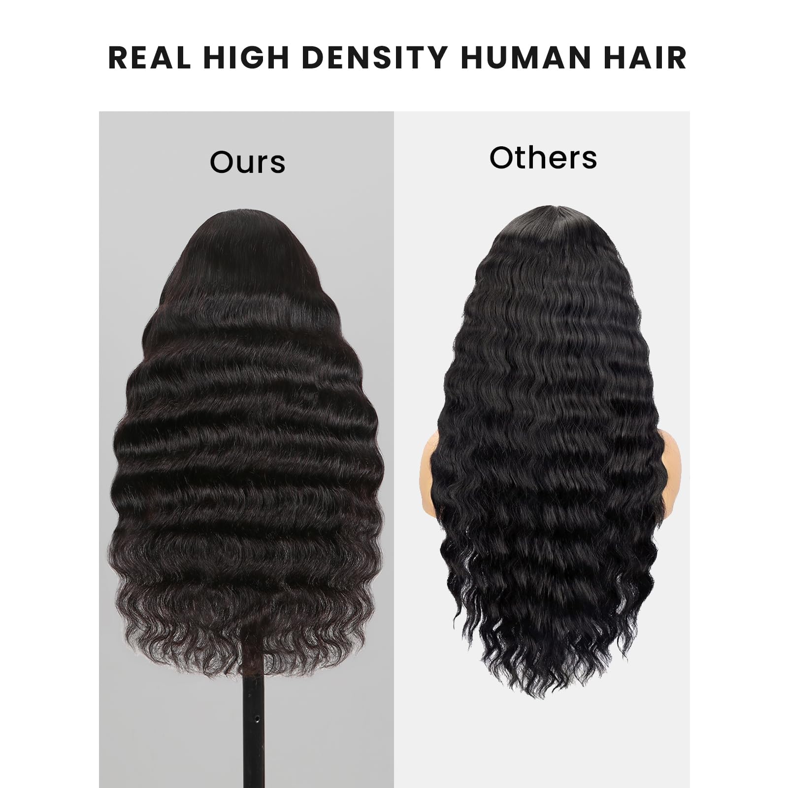 Megalook V Part Wig Human Hair 12A Loose Deep Wave Curly Wig Human Hair Glueless U Part Wig With Clip 210% Density Half Wigs For