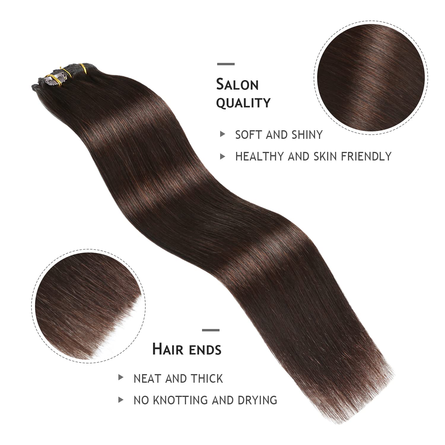 YILITE Clip in Hair Extensions 100% Remy Human Hair 8Pcs 120 Gram Double Weft Straight Real Human Hair Straight Clip in Hair Ext