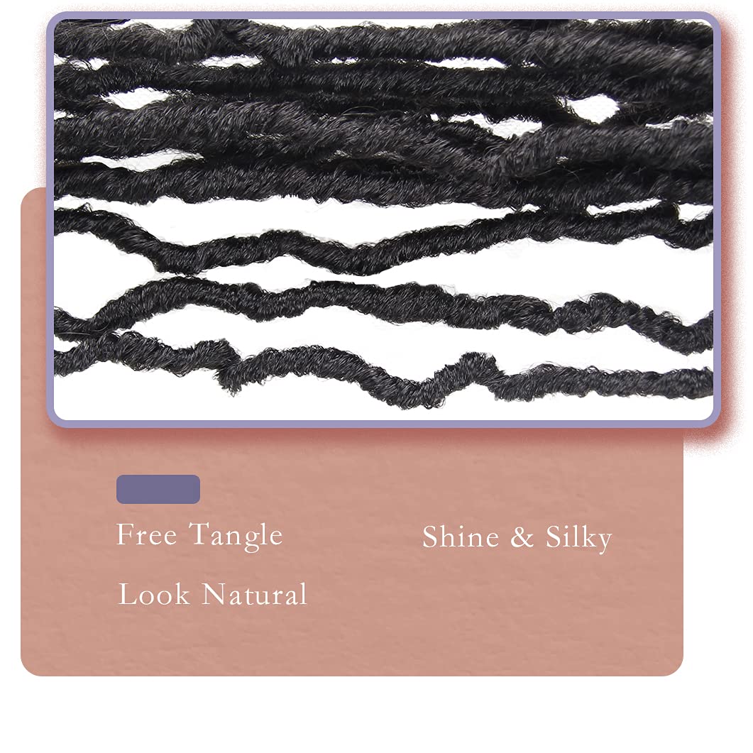 BOHOBABE 36 Inch New Faux Locs With Curly End 6 Packs Soft Locs Crochet Hair 72 Strands Long Natural Black Crochet Braids (6Pack