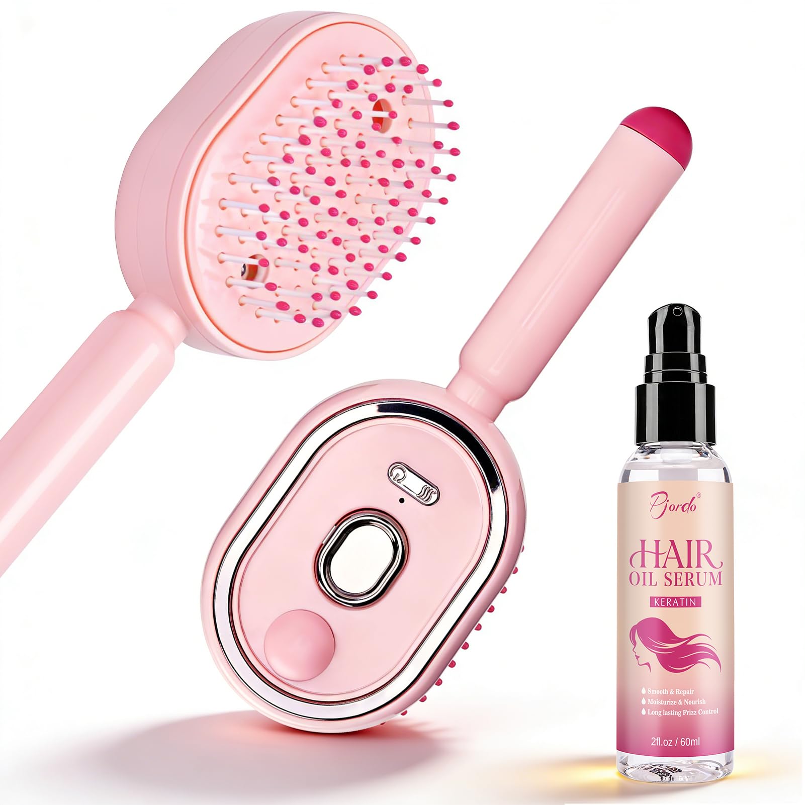 Pjordo Electric Spray Air Cushion Comb for Women, Retractable Hair Massage Brush for Thick, Fine & Curly Hair, Hair Oil Serum fo