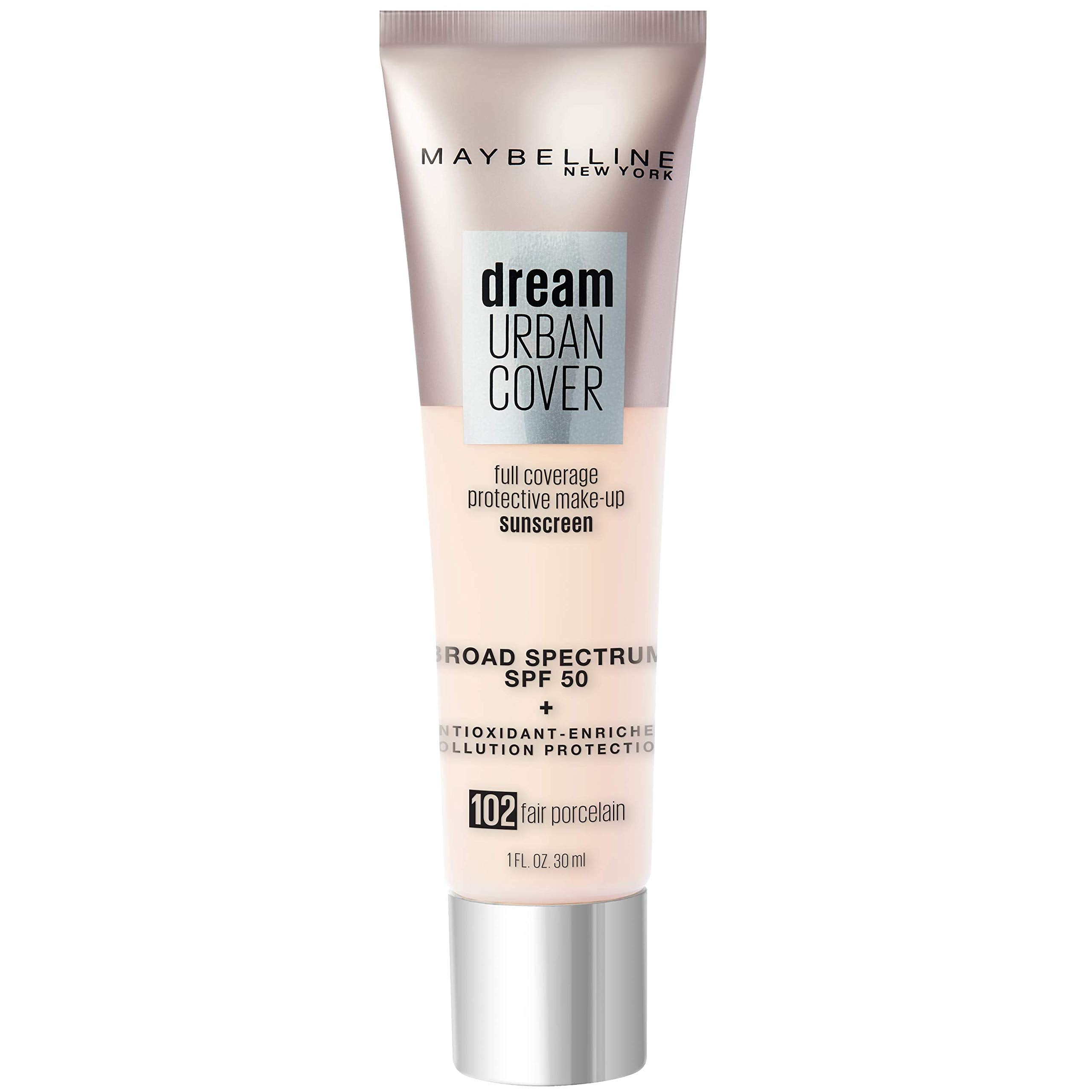 Maybelline Dream Urban Cover Flawless Coverage Foundation Makeup, SPF 50, Cappuccino