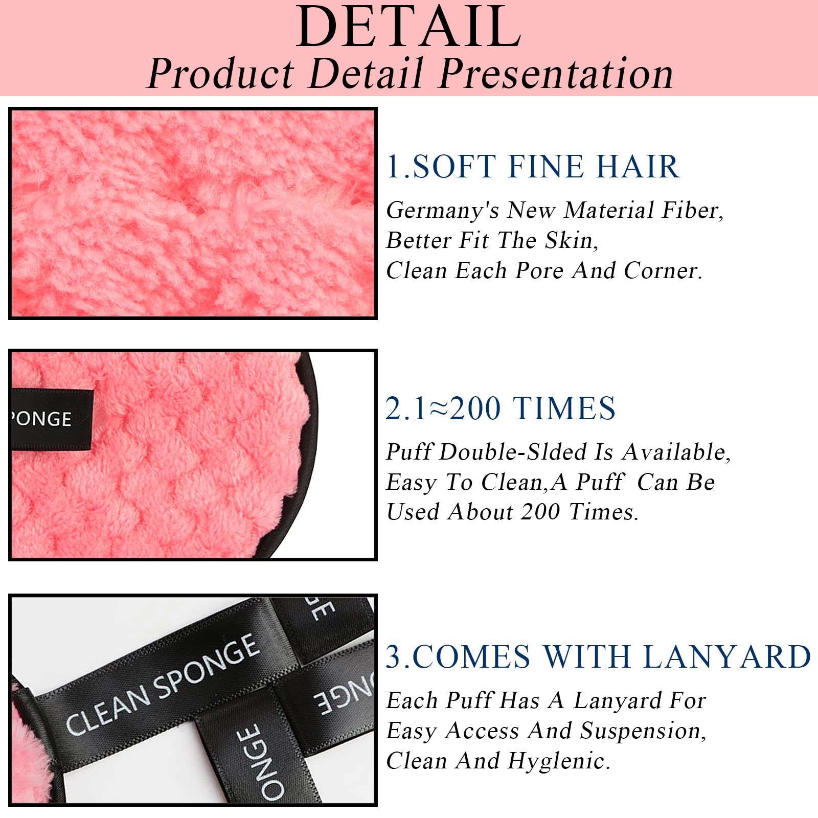 Vtrem 4 Colors Reusable Makeup Remover Pads Soft Facial Cleaning Puffs Towels Face Eye Lip Remover Pads Double-Side Washable Mak