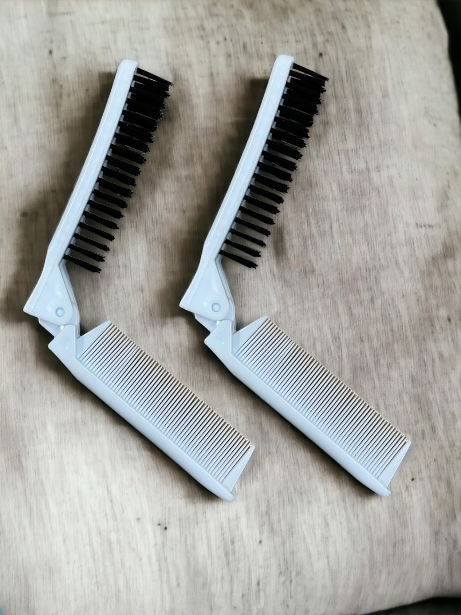 Folding Compact Travel Pocket Hair Brush/Comb, 1 Red 1 White By Le Salon