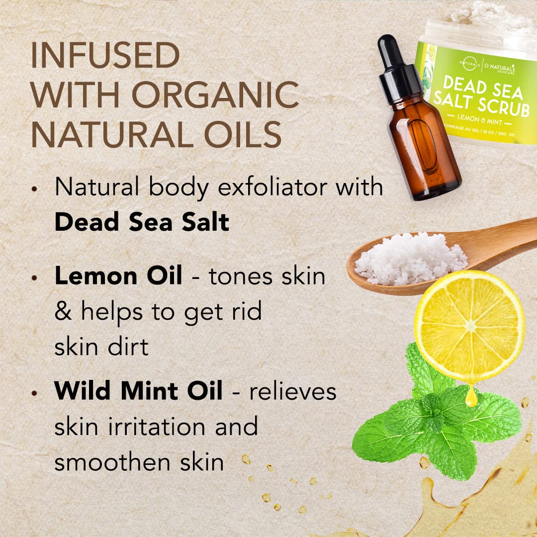 O Naturals Exfoliating Lemon Oil Dead Sea Salt Deep-cleansing Face & Body Scrub Anti-cellulite Tones Helps Oily Skin, Acne, Ingr