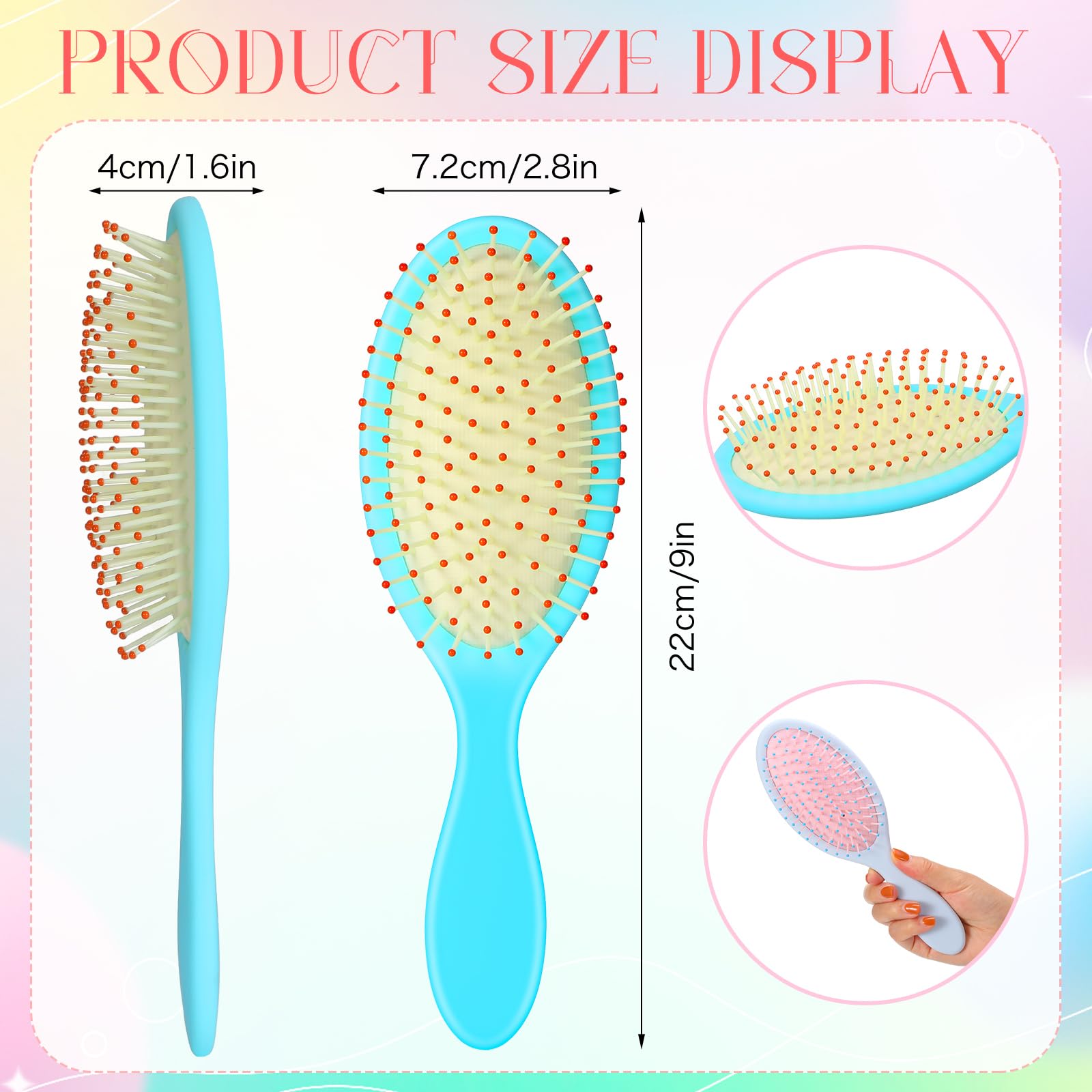 Nuenen 6 Pcs Wet Detangler Hair Brush Travel Dry Hair Brushes Detangling Hairbrush With Soft Bristles For Women Men Girls Boys(M
