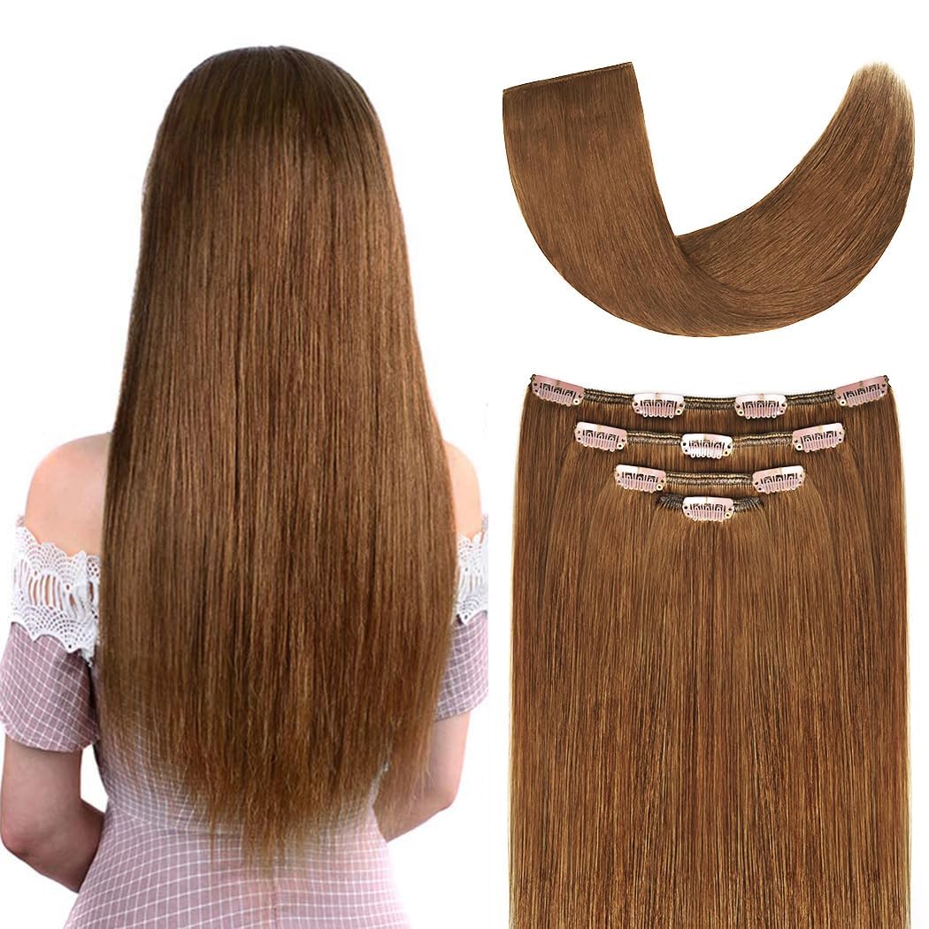 22'' Clip In Hair Extensions Remy Human Hair For Women - Silky Straight Clip In Hair Extensions Human Hair 90Grams 4Pieces Chest
