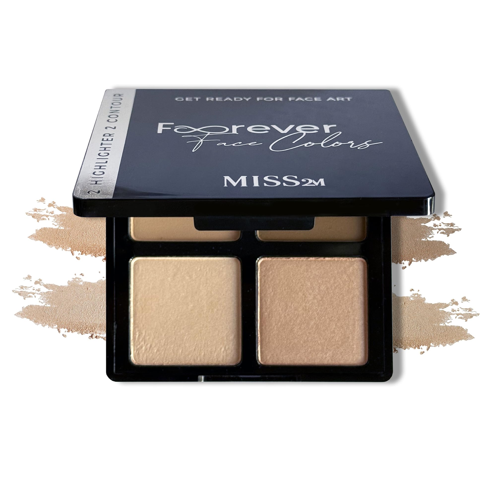 MISS2M Forever 4in1 Easy Contouring Makeup Kit with Soft Matte Bronzing Powder and Glowy Highlighters | StayAllDay Powder Co