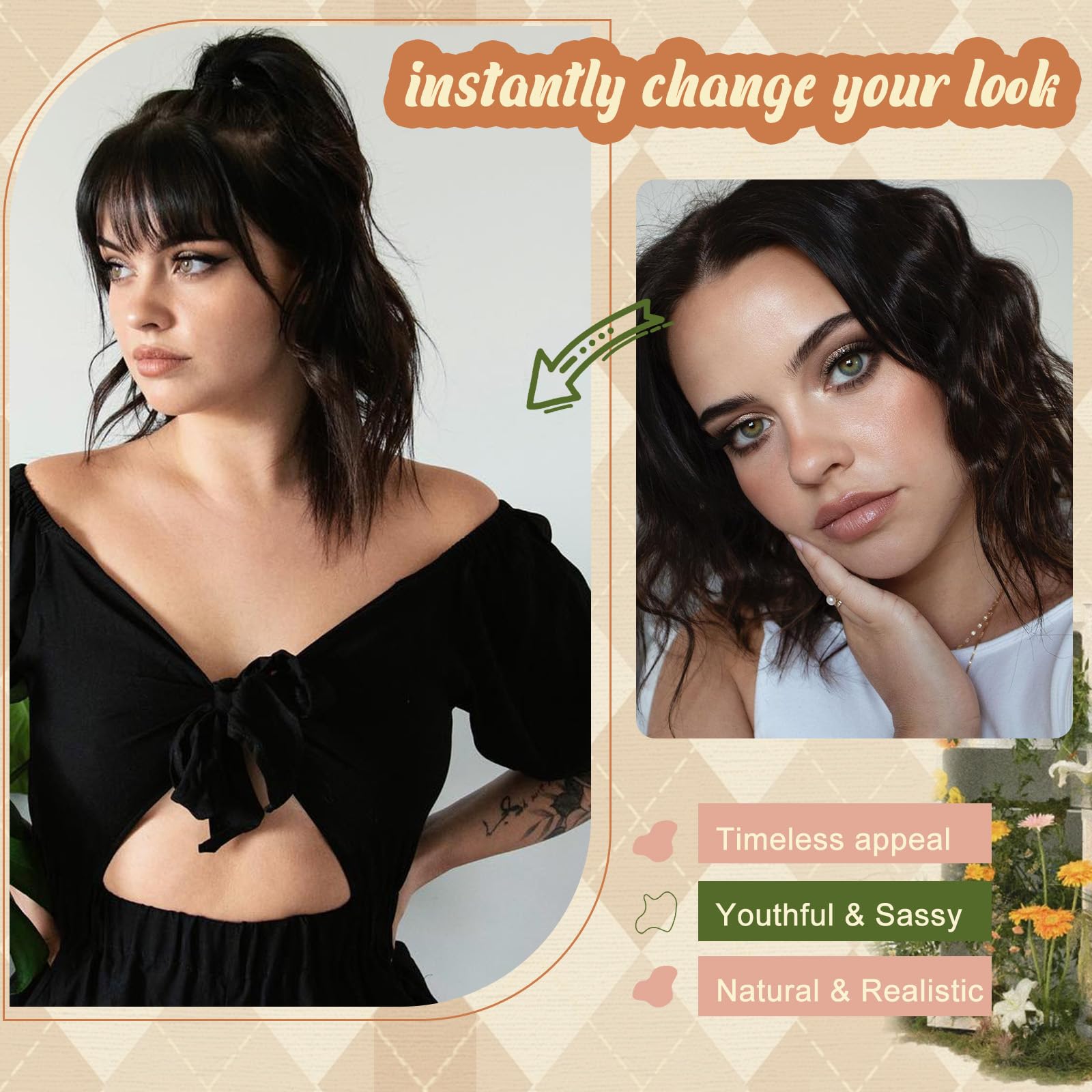 Bangs Hair Clip Dark Brown Clip In Bangs 100% Human Remy Hair Bangs Wispy Clip On Hair Extensions Fringe With Temples Hairpieces