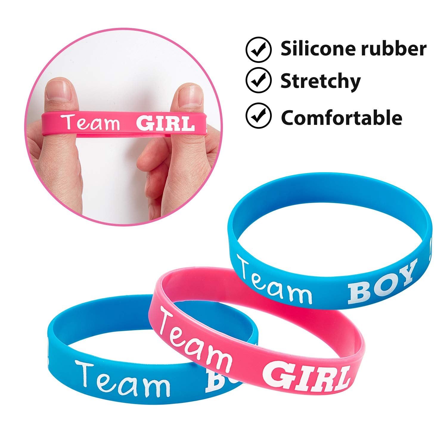 Gender Reveal Bracelets, Includes Team Boy Wristbands and Team Girl Wristbands for Baby Shower Party Gender Reveal Party Decorat