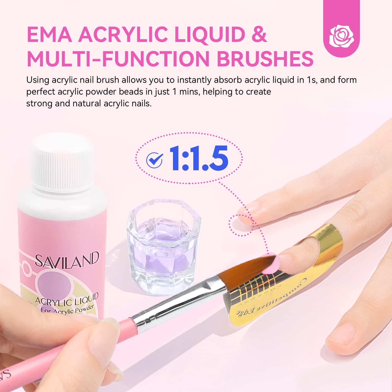 Saviland Acrylic Nail Kit For Beginners: Professional Nail Kit Acrylic Set With Everything Nail Drill Acrylic Powder Monomer Liq