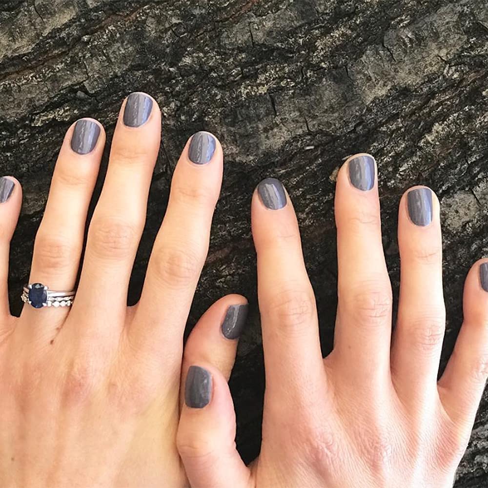 Dazzle Dry Mini Kit 4 Step System - Anticipation, an opaque dark slate gray with purple undertones. Full coverage cream. (5 Piec