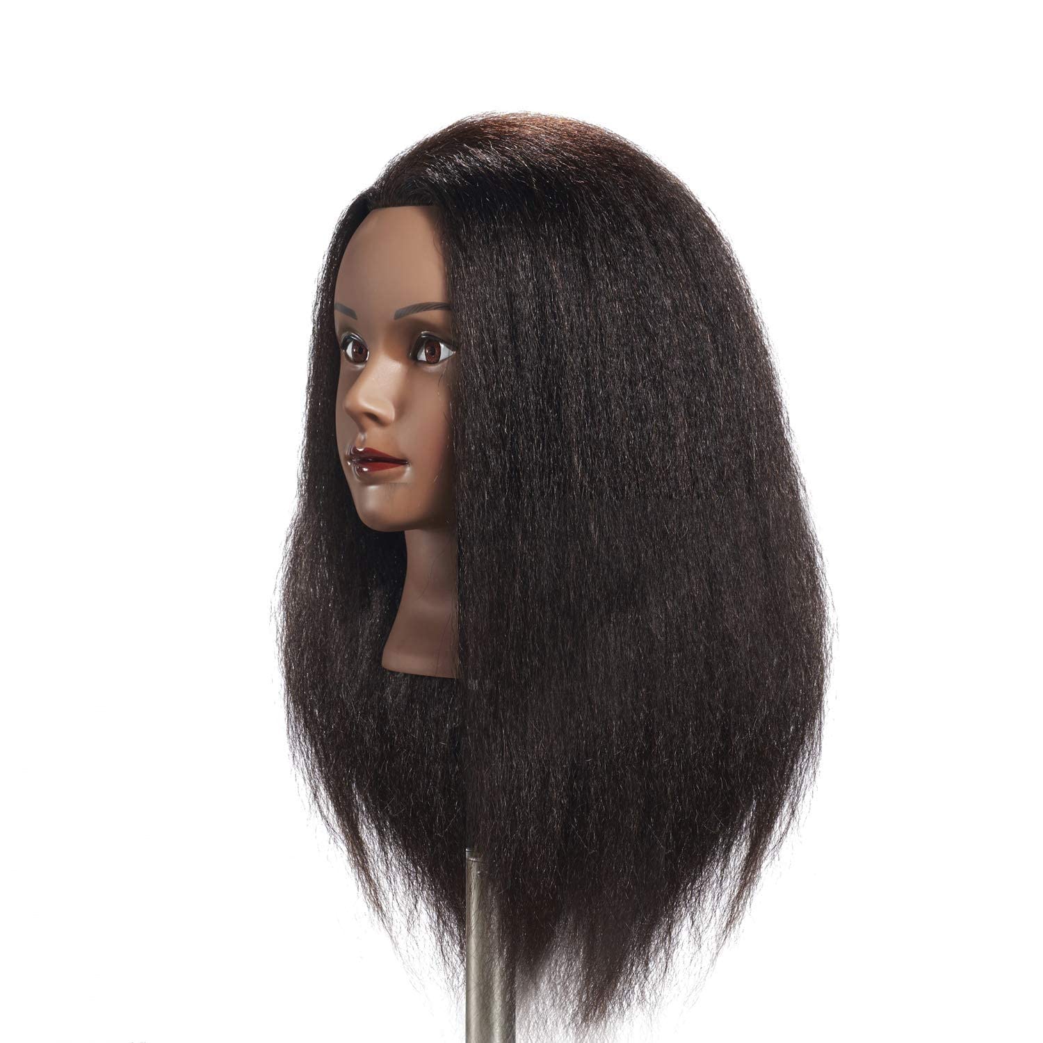 Hairginkgo Mannequin Head - 100% Real Hair Manikin For Hairdresser Training And Styling Practice - With Clamp Stand (1711B0216)