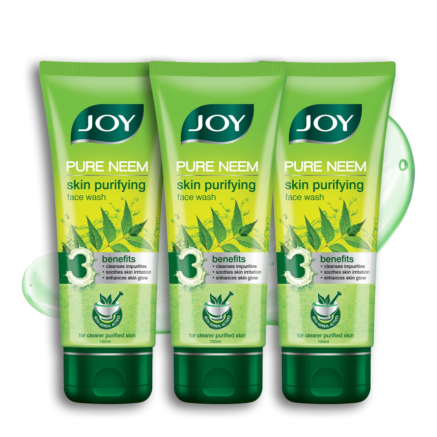 Joy Natural Skin Purifying Neem Face Wash For Acne & Pimples (3X100Ml) | Removes Impurities & Reveals Natural Glow | For All Ski