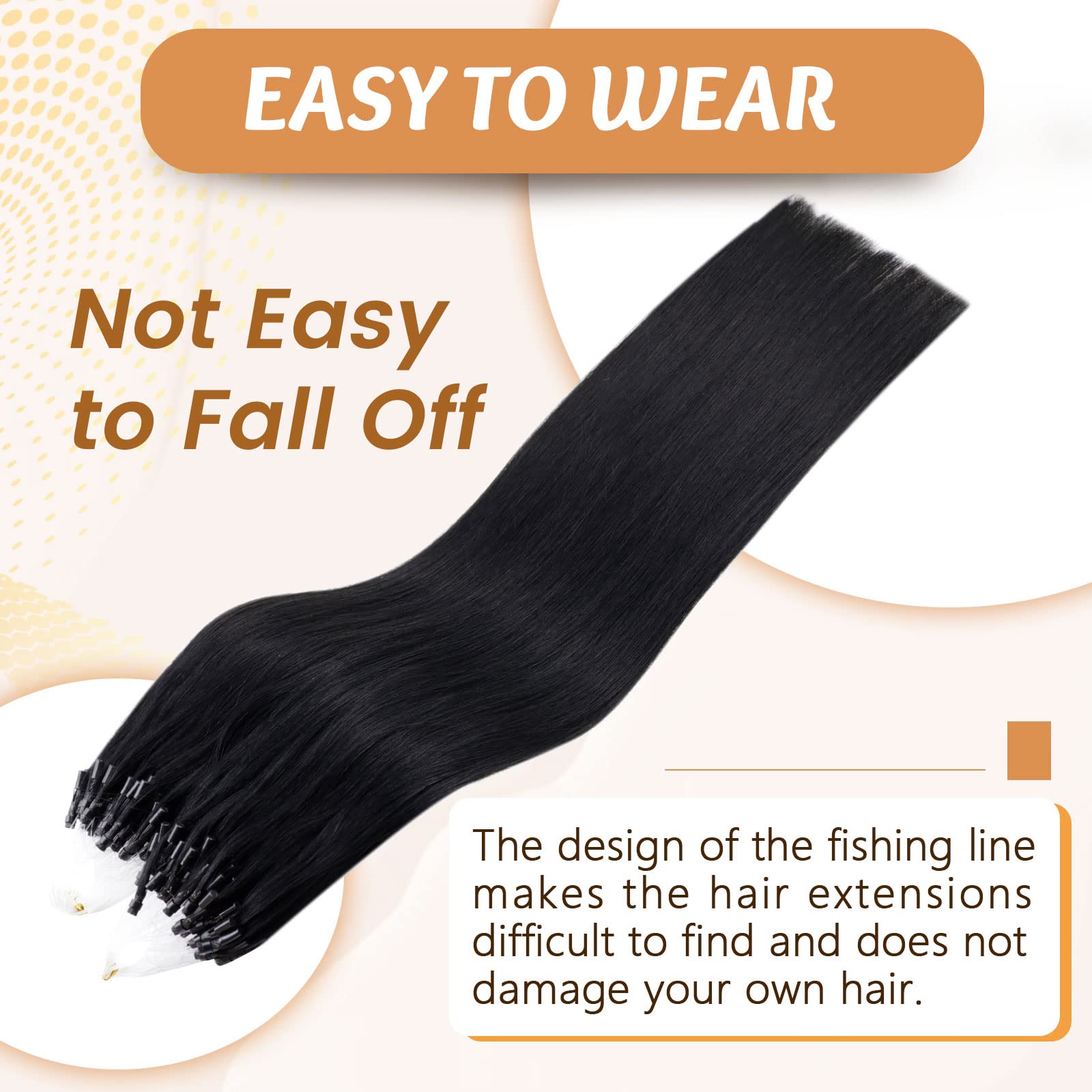Runature Micro Link Hair Extensions Human Hair Jet Black Micro Bead Hair Extensions Human Hair Black Microbead Hair Extensions 1