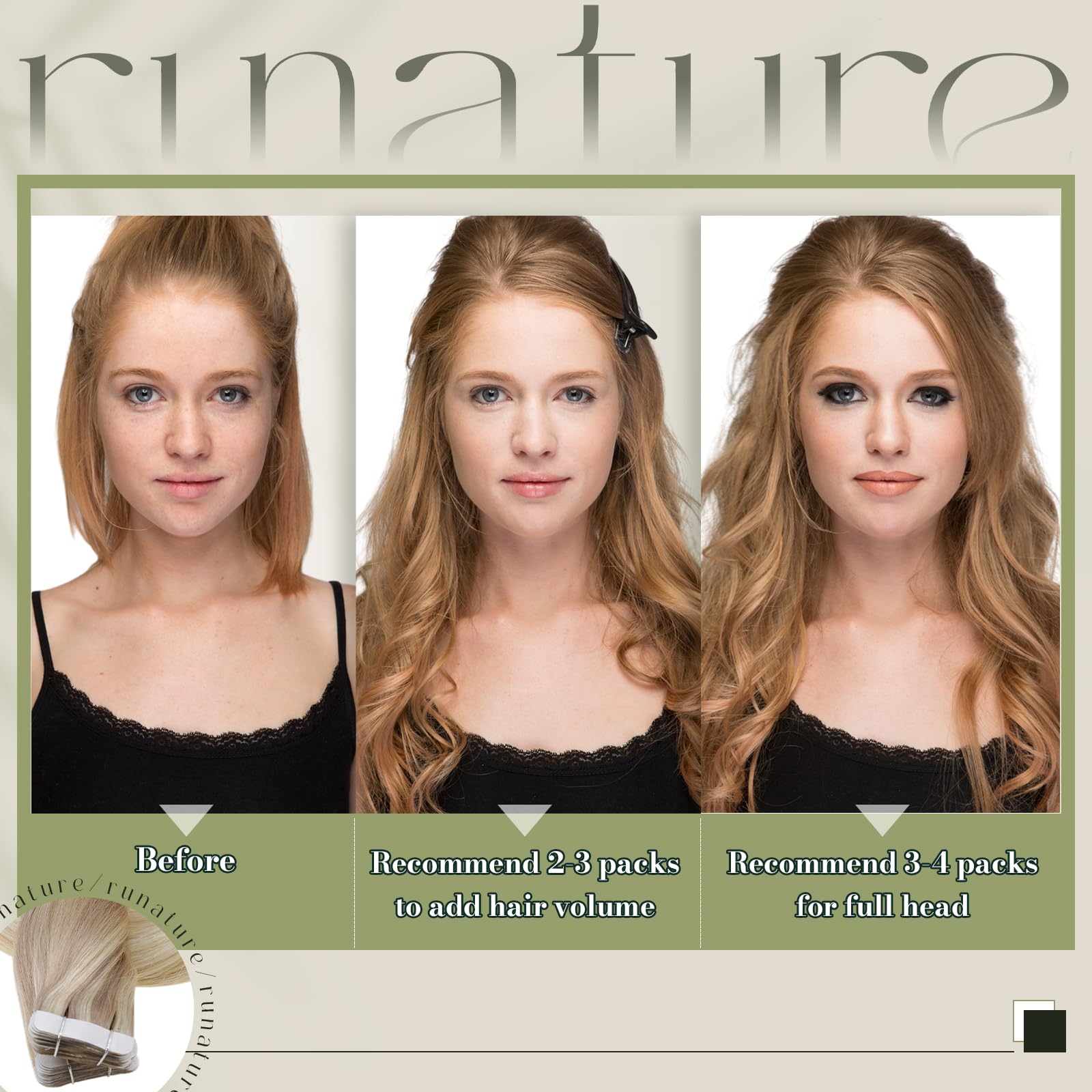 Runature Balayage Tape Ins Human Hair Extensions 22 Inch Straight Hair Tape In Extensions Ash Blonde With Light Blonde Fading To