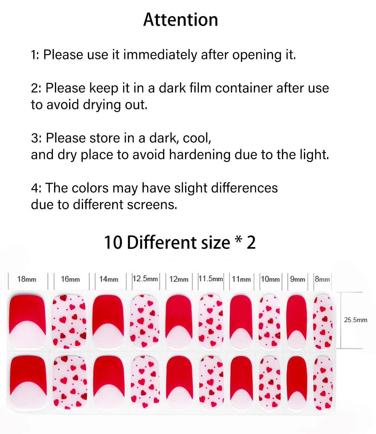 Wahrshei Semi Cured Gel Nail Strips |Gel Polish Nail Wraps | Gel Nail Stickers, Uv Light Required-Valentine Style A