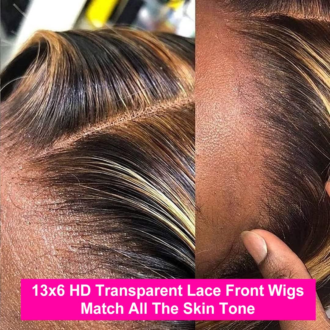 Nervoss Highlight Deep Wave Lace Front Wigs Human Hair P4/27 Ombre 13X6 Wet And Wavy Frontal Wigs For Women Glueless Honey Blond