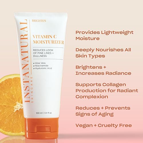 Instanatural Vitamin C Moisturizer Face Moisturizing Cream, Brightens And Reduces The Look Of Fine Lines And Wrinkles, With Hyal