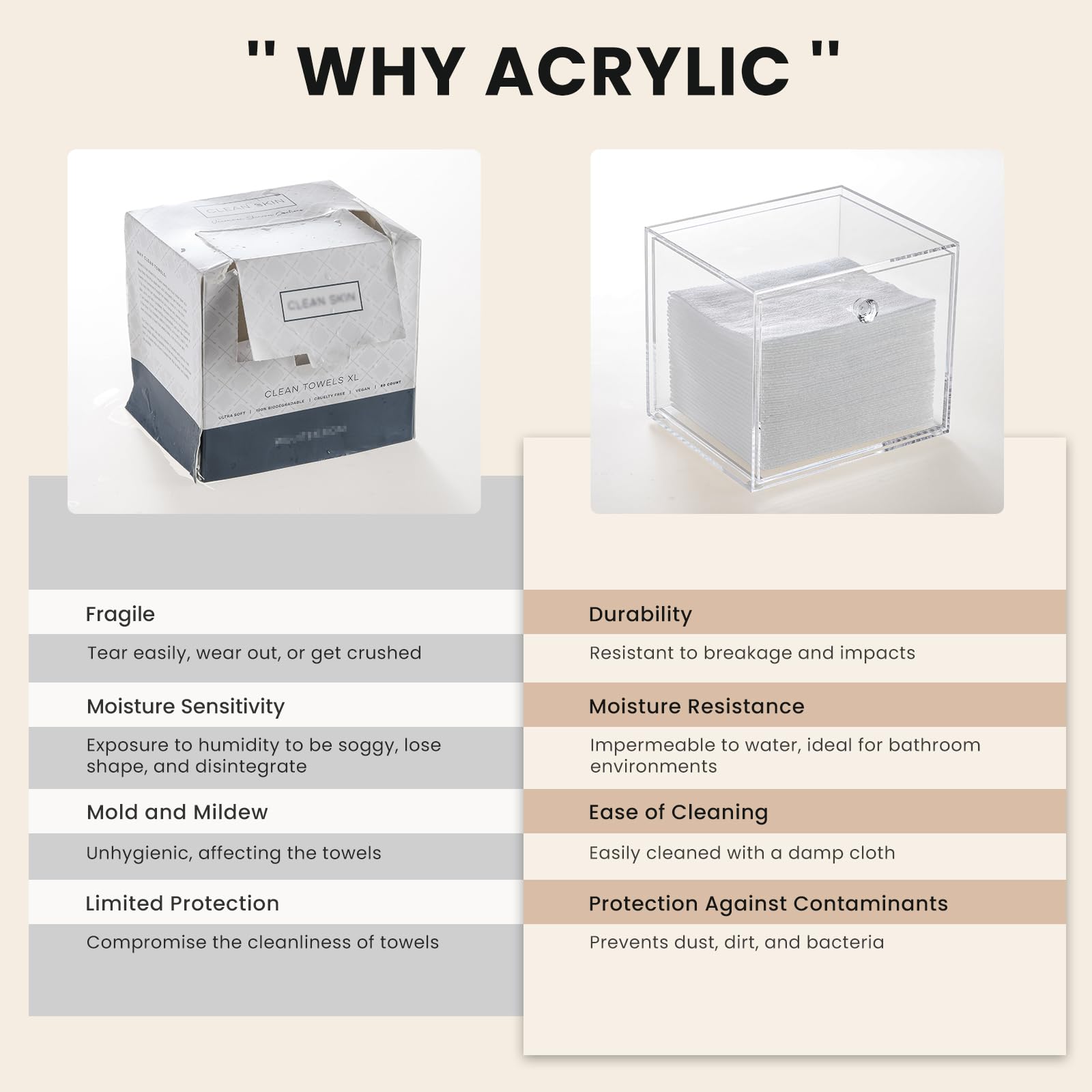 Disposable Face Towel Container Box Compatible With Clean Skin Club Clean Towel Xl, Acrylictowel Storage Bin With Drawer, Makeup