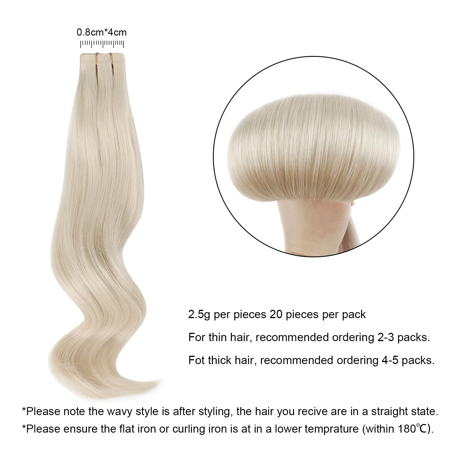 Abh Amazingbeauty Hair 20 Inch Tape In Hair Extensions Silky Straight Tape In Remy Human Hair 50 Grams Color 1000 Blonde Skin We