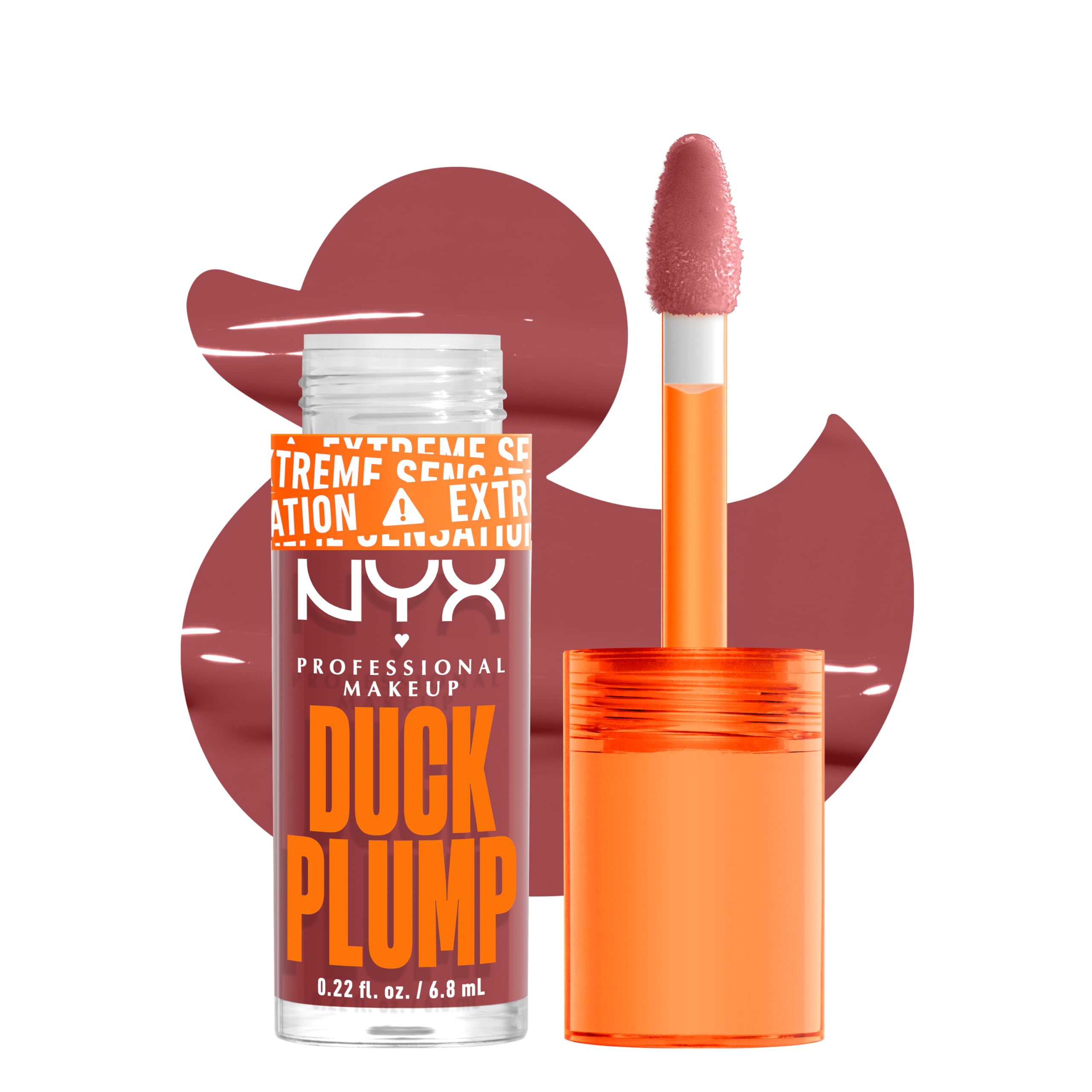 NYX PROFESSIONAL MAKEUP Duck Plump High Pigment Plumping Lip Gloss with Spicy Ginger, Vegan Lip Makeup - Mauve Out Of My Way (Tr