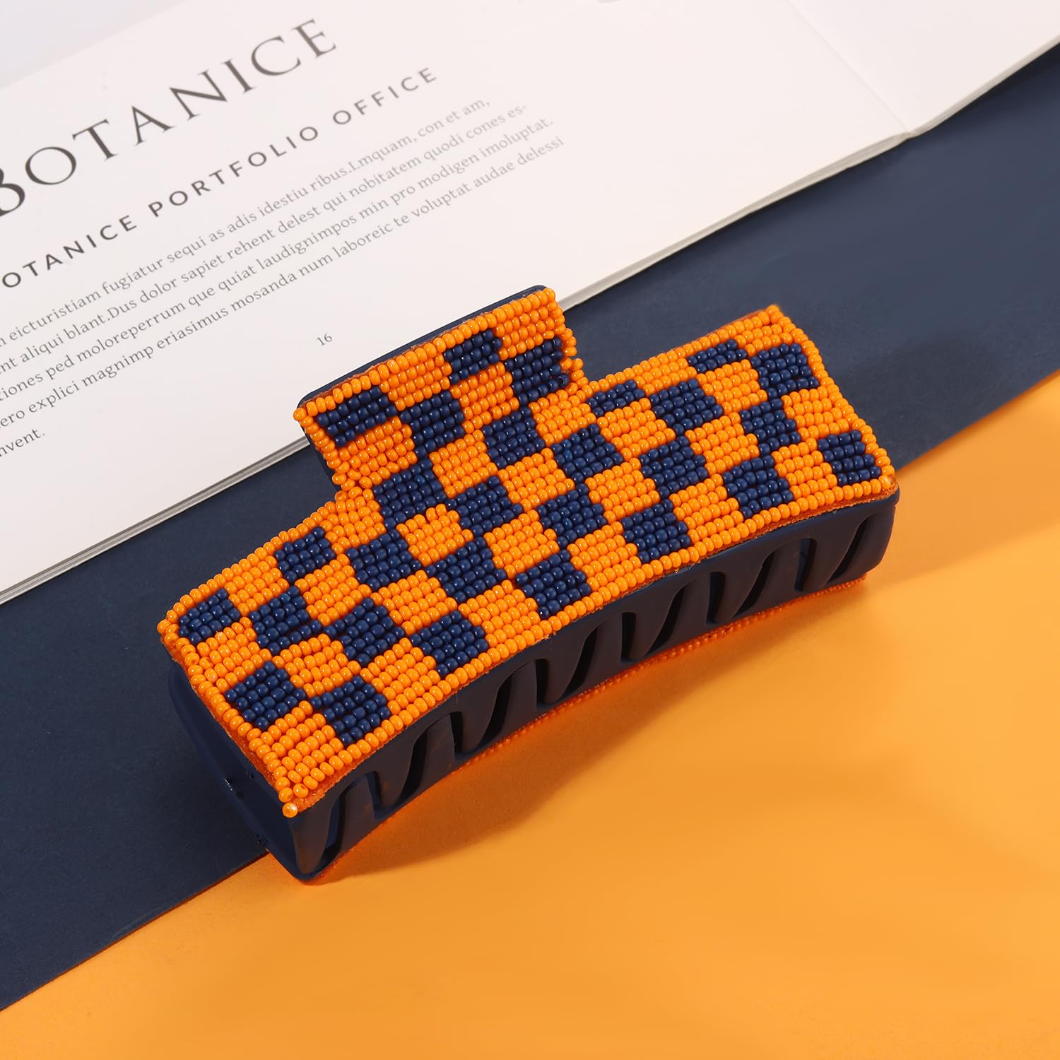 Game Day Hair Claw Clip for Women Beaded Checkered Baseball Football Hair Clips Game Day Outfits Sports Football Fans Mom Access