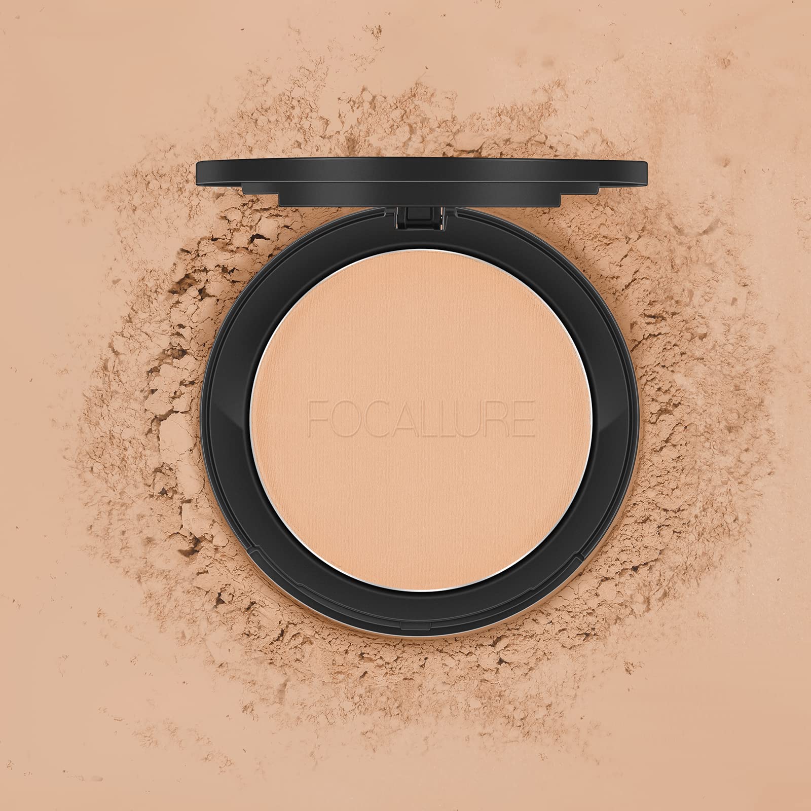 Focallure Flawless Pressed Powder, Control Shine & Smooth Complexion, Pressed Setting Powder Foundation Makeup, Portable Face Po