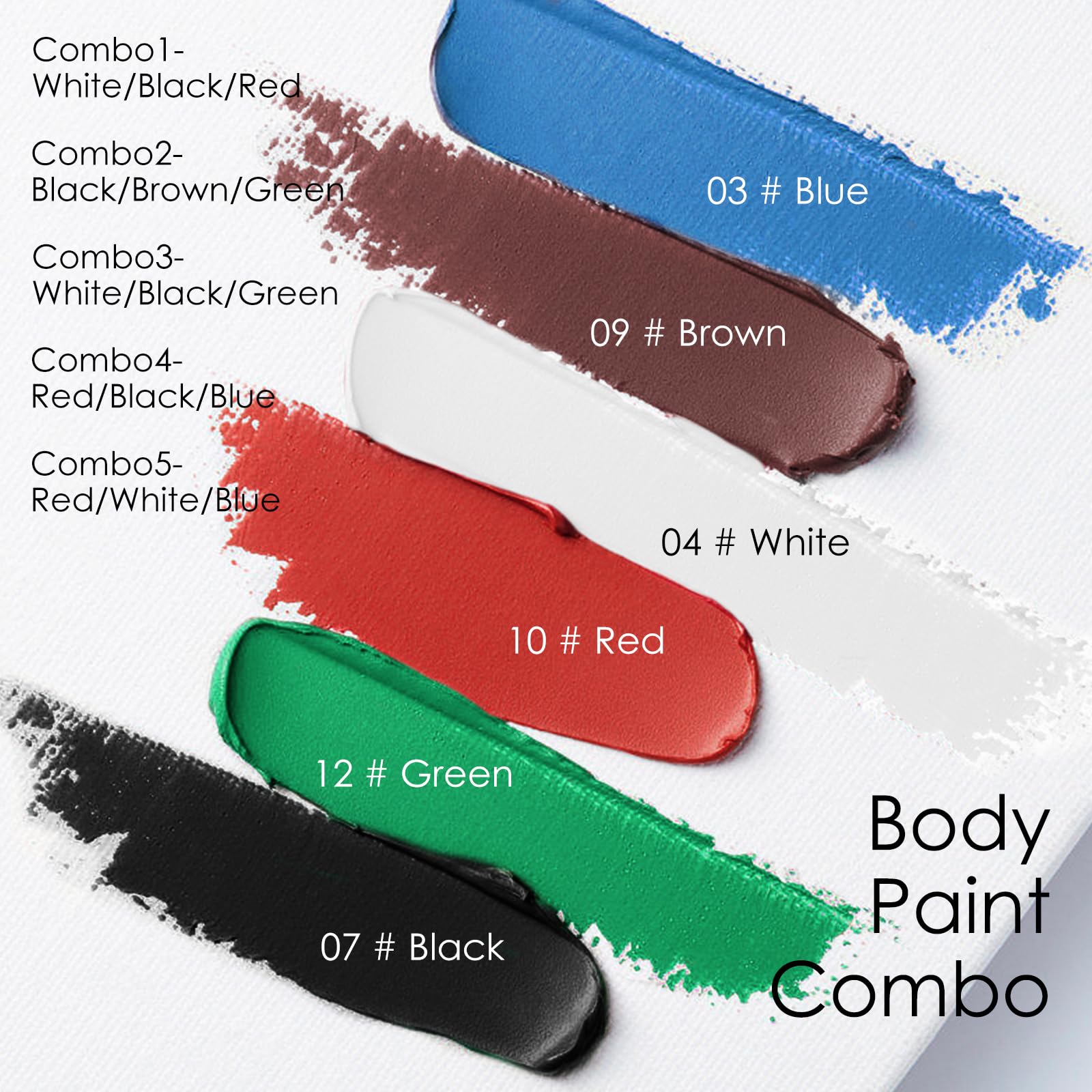 Freeorr 3 Colors White Black Green Face Body Paint Stick, Eye Black Baseball Sticks Face Paint For Baseball/Football/Halloween/C