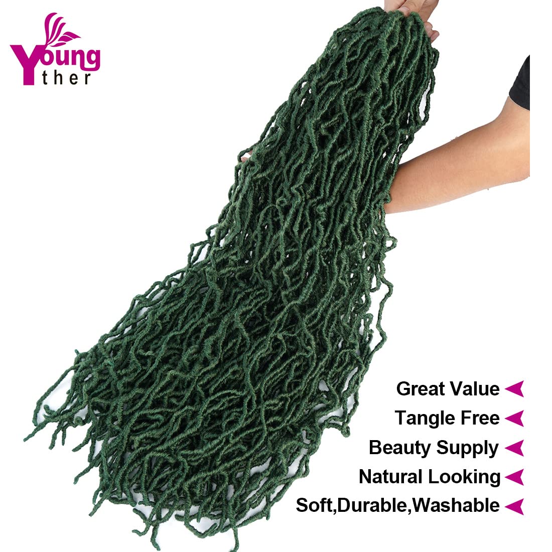 36 Inch New Green Faux Locs Crochet Hair 6 Packs Most Natural Soft Lcos Crochet Hair New Crochet Faux Locs Hair Synthetic Croche
