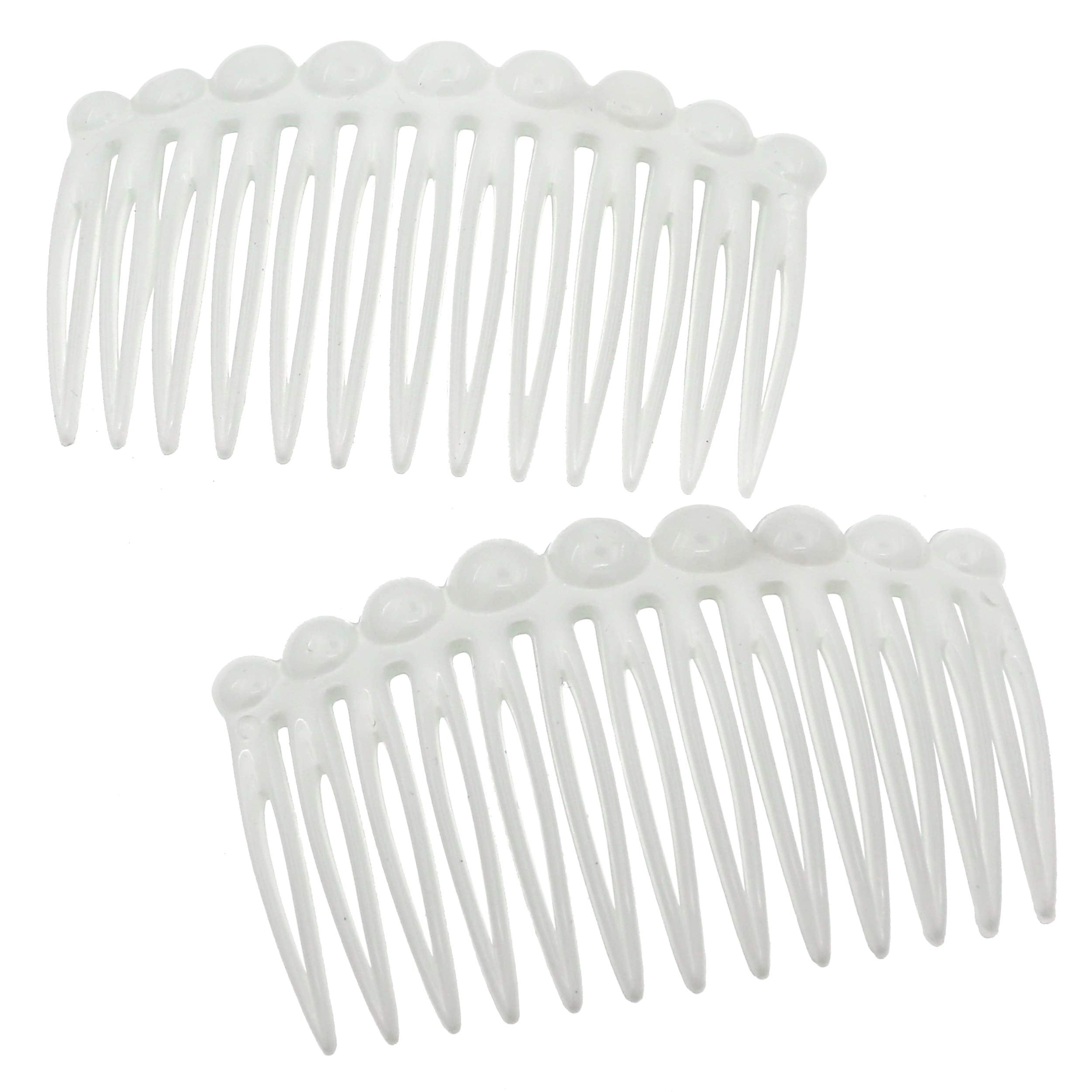 Camila Paris CP2900/2 French Hair Side Comb Small Rounded, White French Twist Hair Combs Decorative, Strong Hold Hair Clips for 