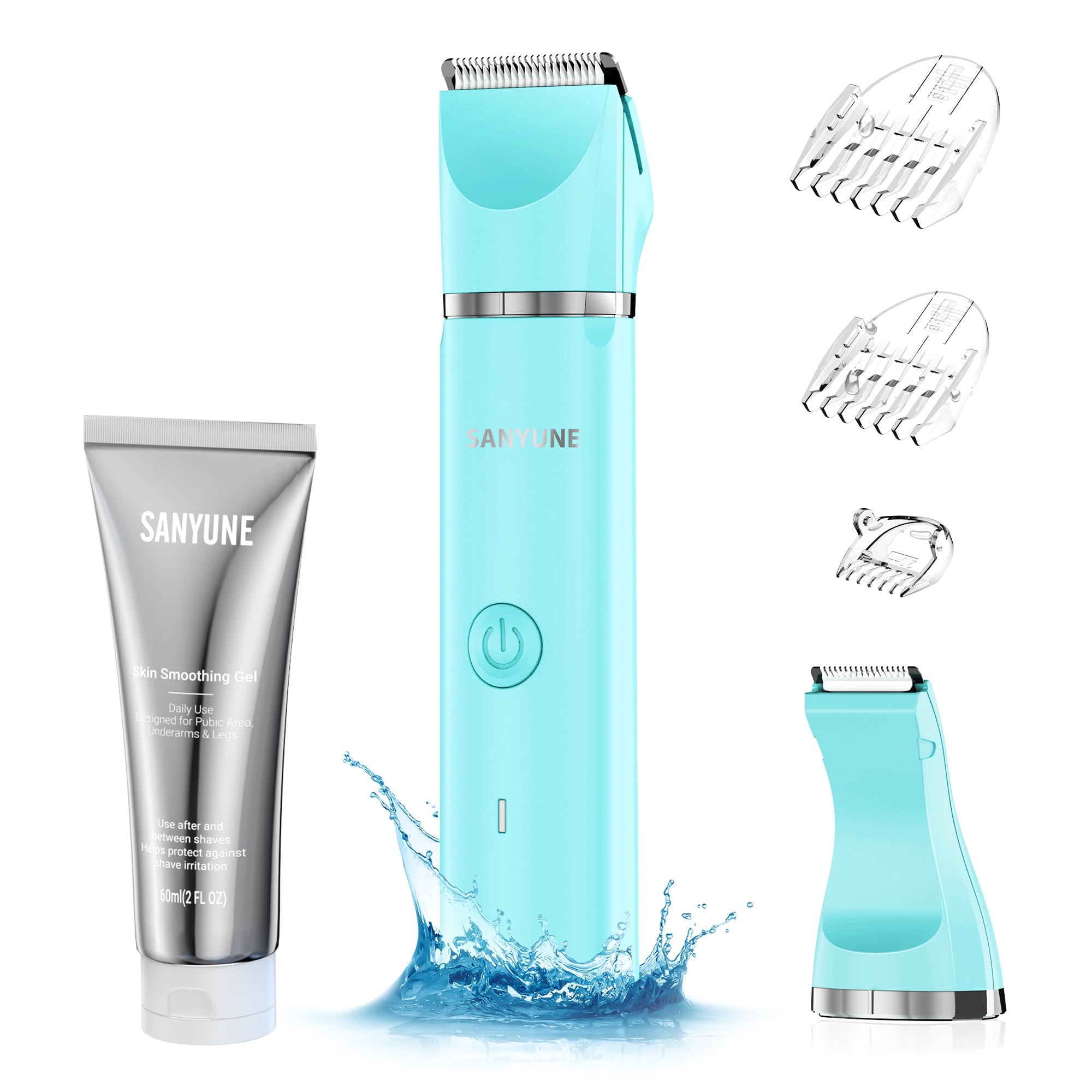 Sanyune Bikini Trimmer For Women, 2 In 1 Electric Women Pubic Hair Trimmer, Portable Ladies Shaver With 2 Trimmer Heads Waterpro