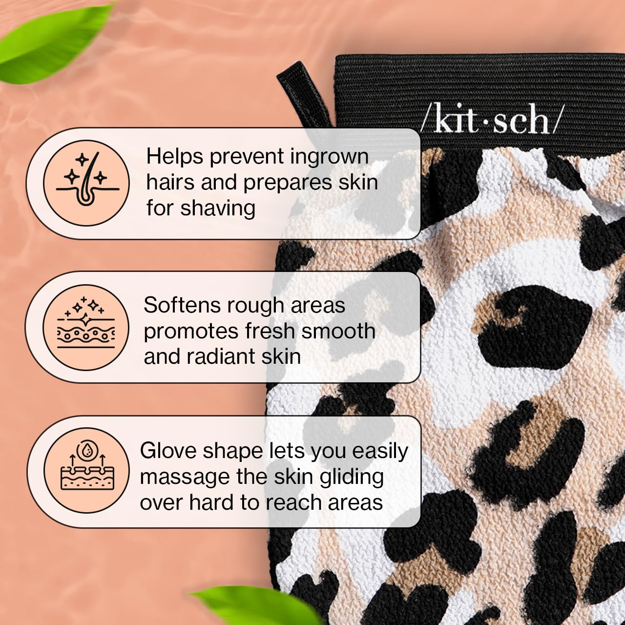 Kitsch Exfoliating Glove, Eco Friendly Exfoliating Body Scrubber, Dead Skin Remover & Body Exfoliator, Exfoliating Mitt For Skin