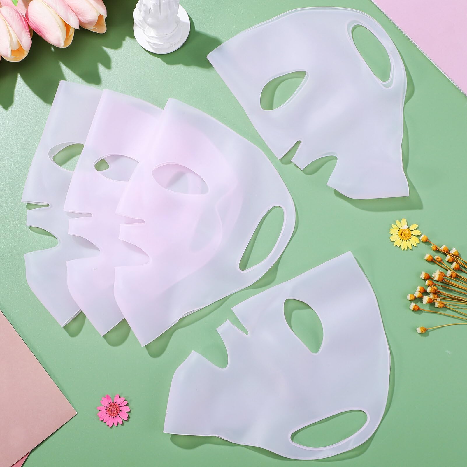 5 Pcs Silicone Facial Mask Reusable Facial Mask Skincare Facial Mask Silicone Skin Mask Covers Moisturizing