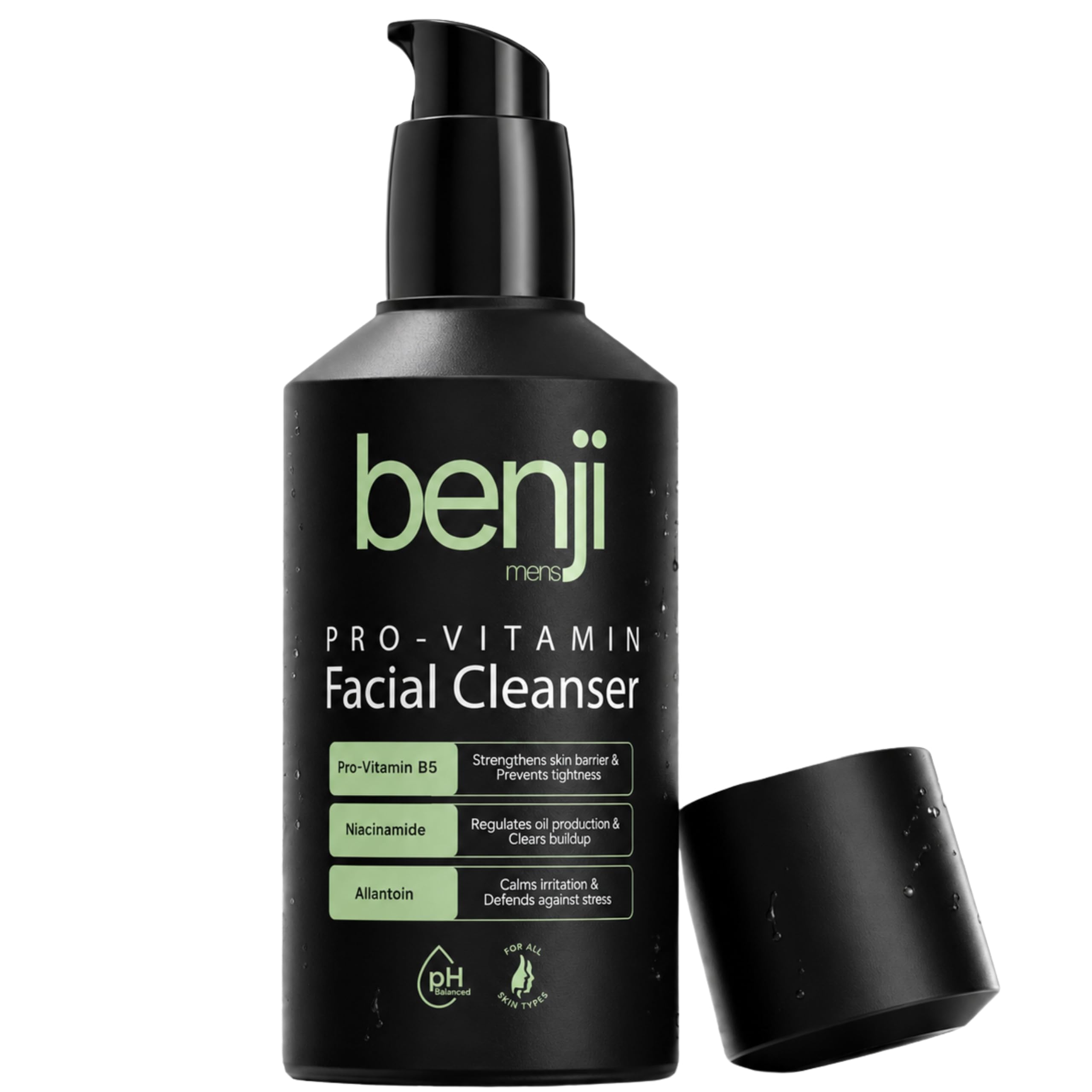 benjimens AllInOne Face Wash for Men | Low pH Gentle Facial Cleanser for Oily Skin, Dry Skin, Combination, AcneProne | Daily 