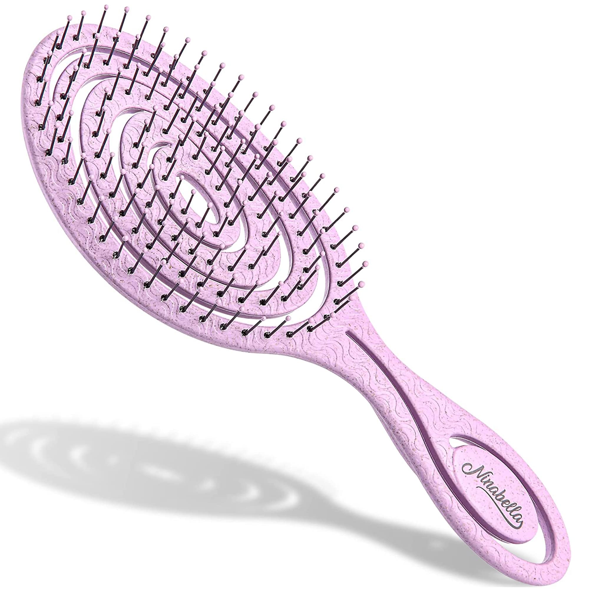 Ninabella Organic Detangling Hair Brush for Women, Men & children - Does not Pull on Hair - Hair Straightening Brushes for Strai