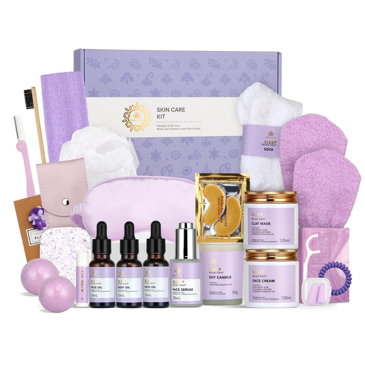 Facial Skin Care Set & Spa Kit - Mothers Day Gift Ideas, Self-care Relaxation Gifts, Skin Care Collection with Essential Oils, H