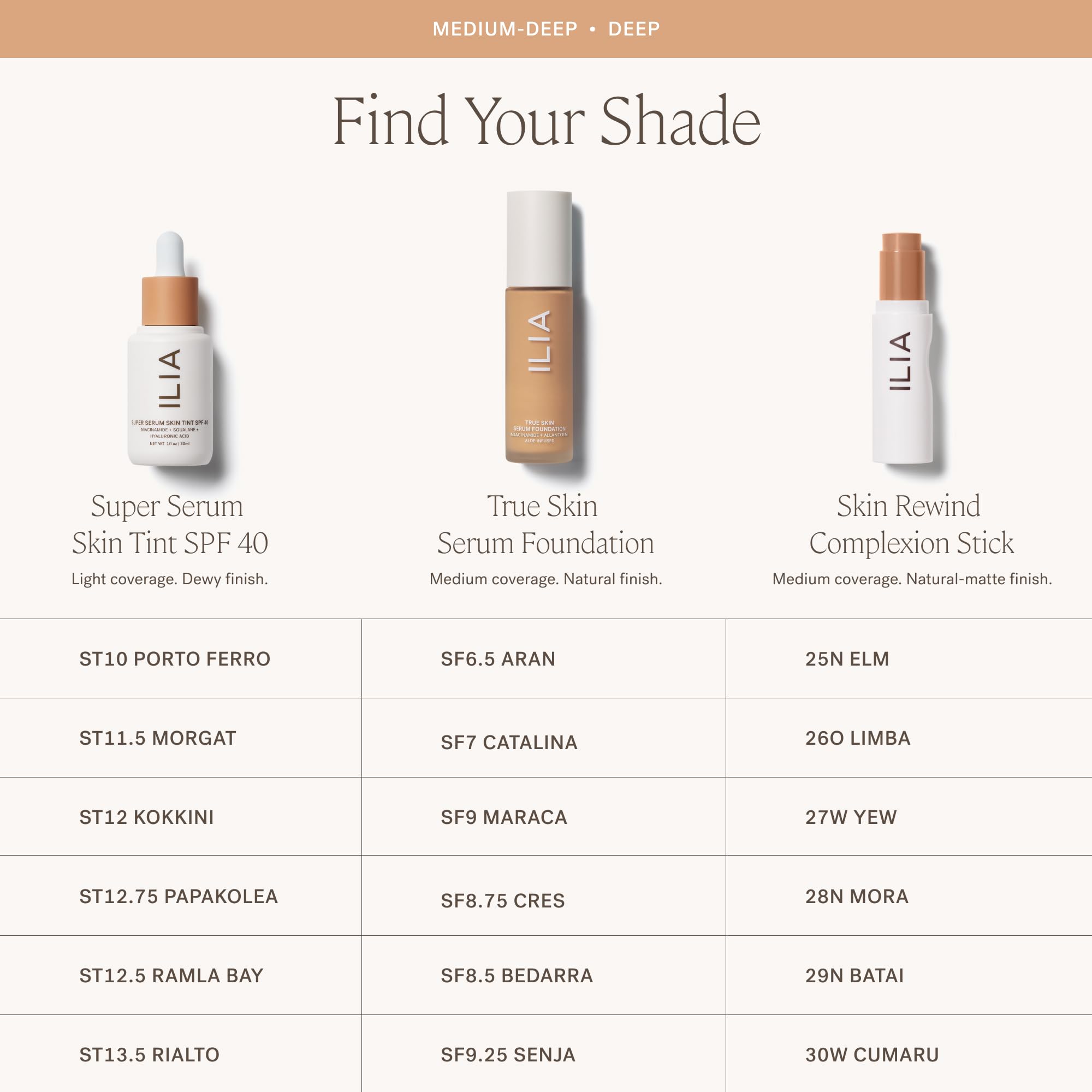 ILIA - True Skin Serum Foundation cruelty-Free, Vegan, clean Beauty (Bedarra SF85)