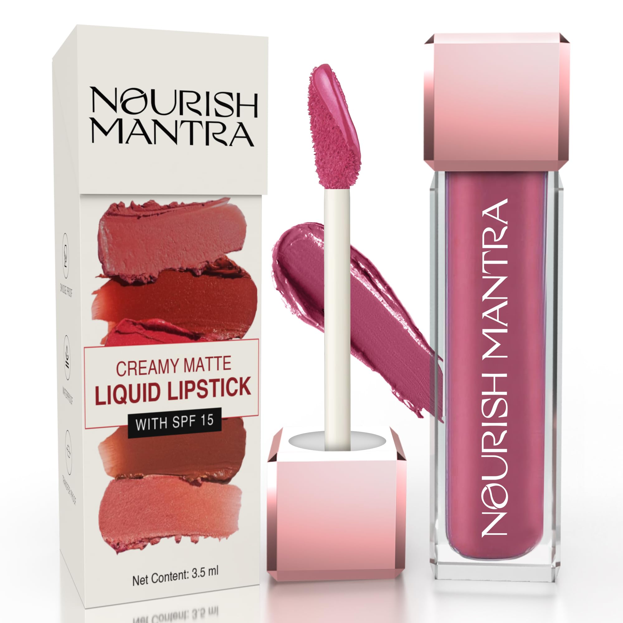 Nourish Mantra Berry Dhamaka Lipstick (3.5Ml)/ Creamy Matte Liquid Lipstick With Spf/Water Proof/Smudge Proof/Transfer Proof/Lon
